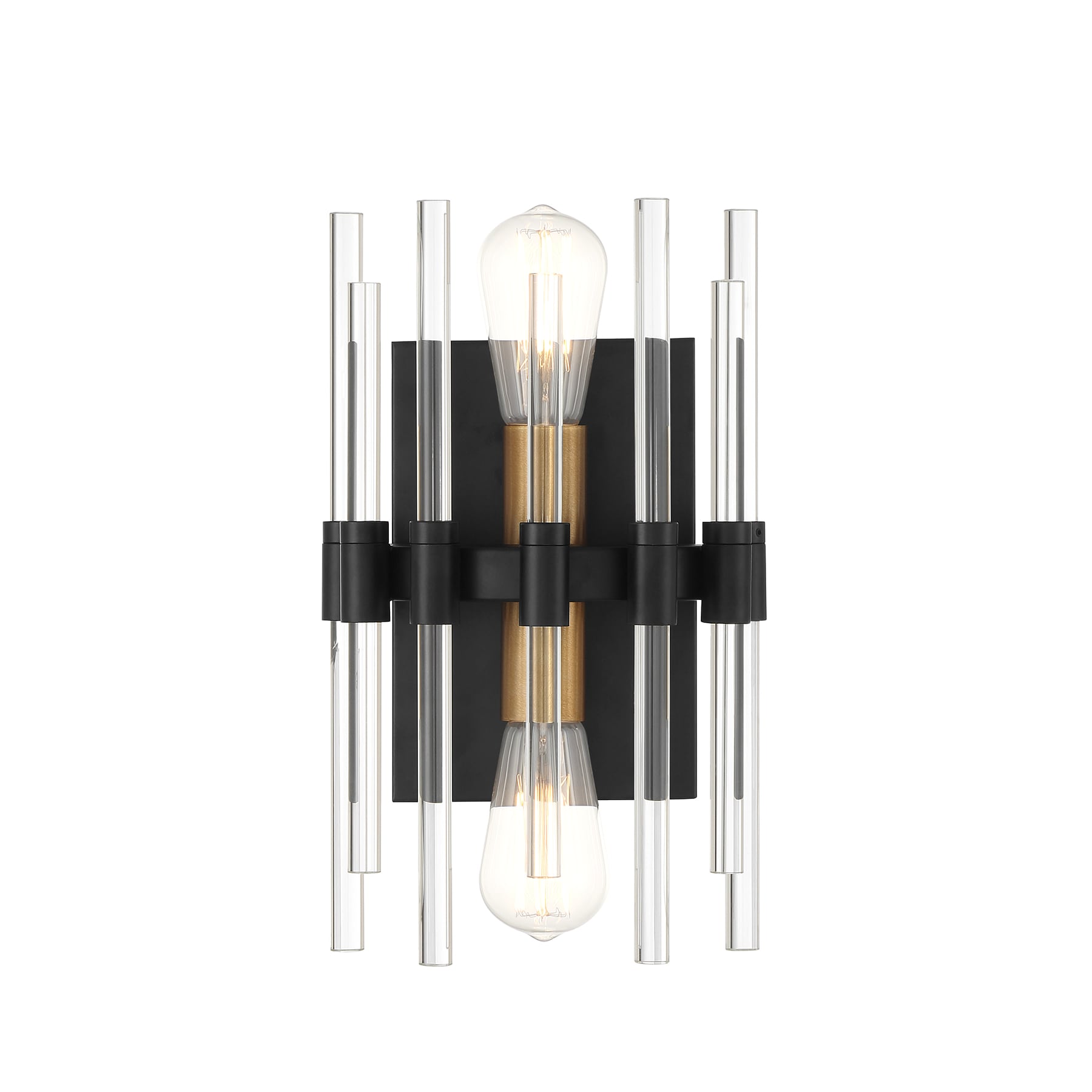Savoy House 9-1935-2-143 Santiago 2-Light Wall Sconce in Matte Black Warm Brass 8-in W 2 -Light Multiple finishes Black Mid-century Wall Sconce