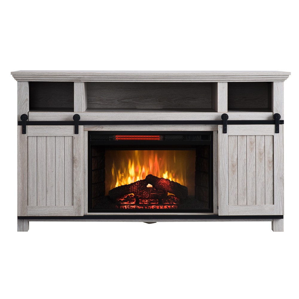 Barn door deals fireplace tv stand