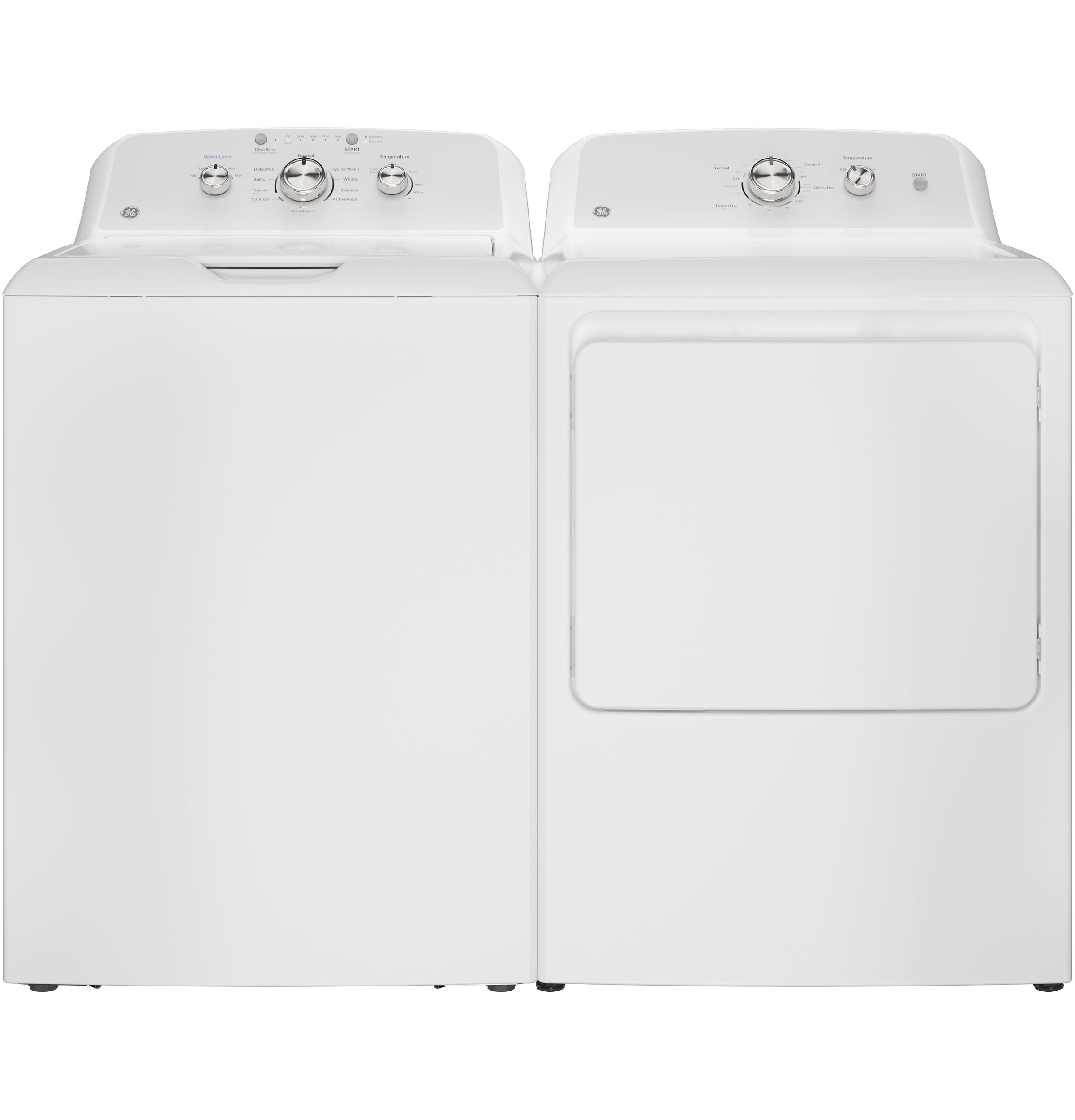 GE 4.5-cu ft High Efficiency Agitator Top-Load Washer and Electric Dryer Set in White