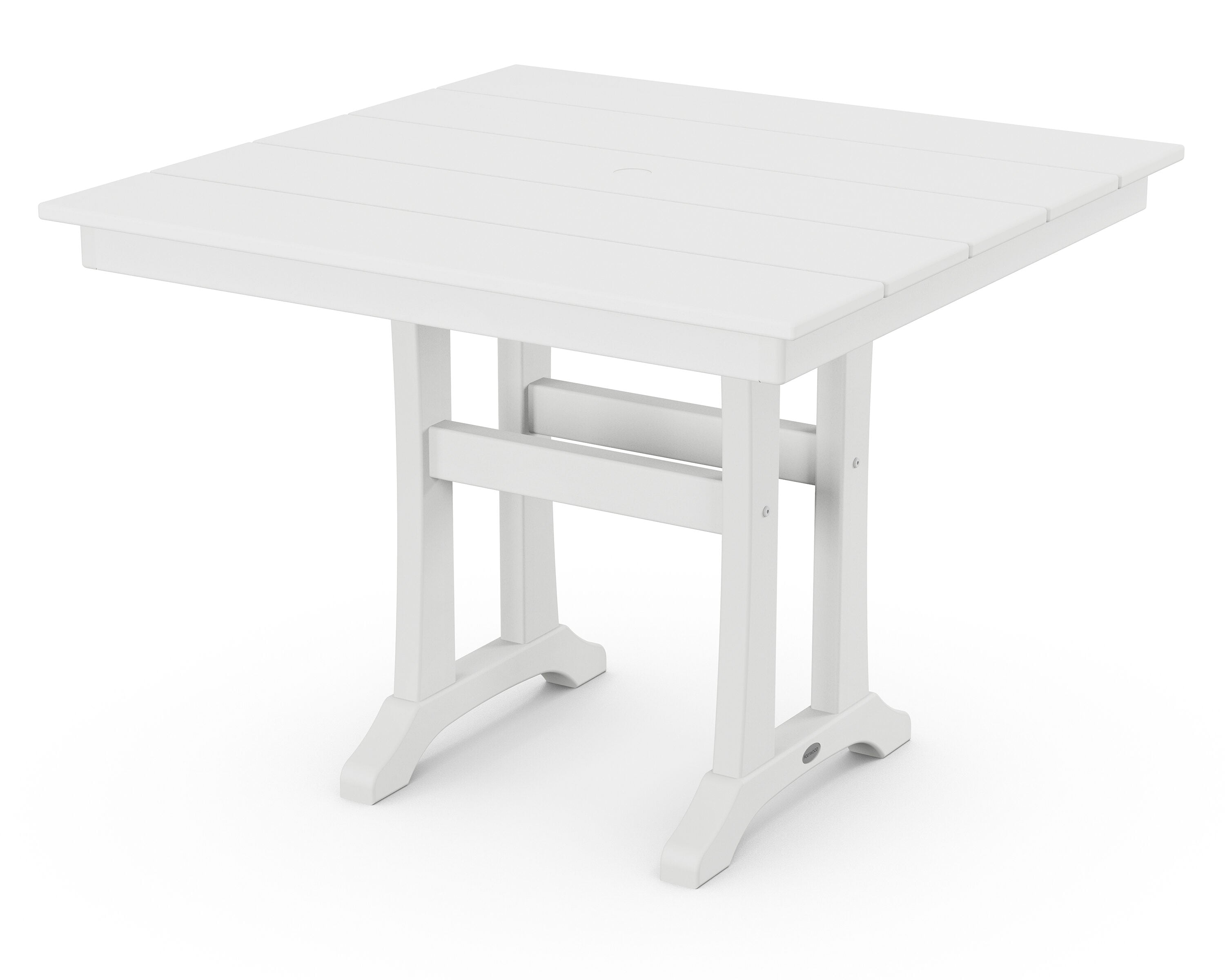POLYWOOD PL81-T1L1WH Tables Square Outdoor Dining Table 37.5-in W x 37.5-in L with Umbrella Hole