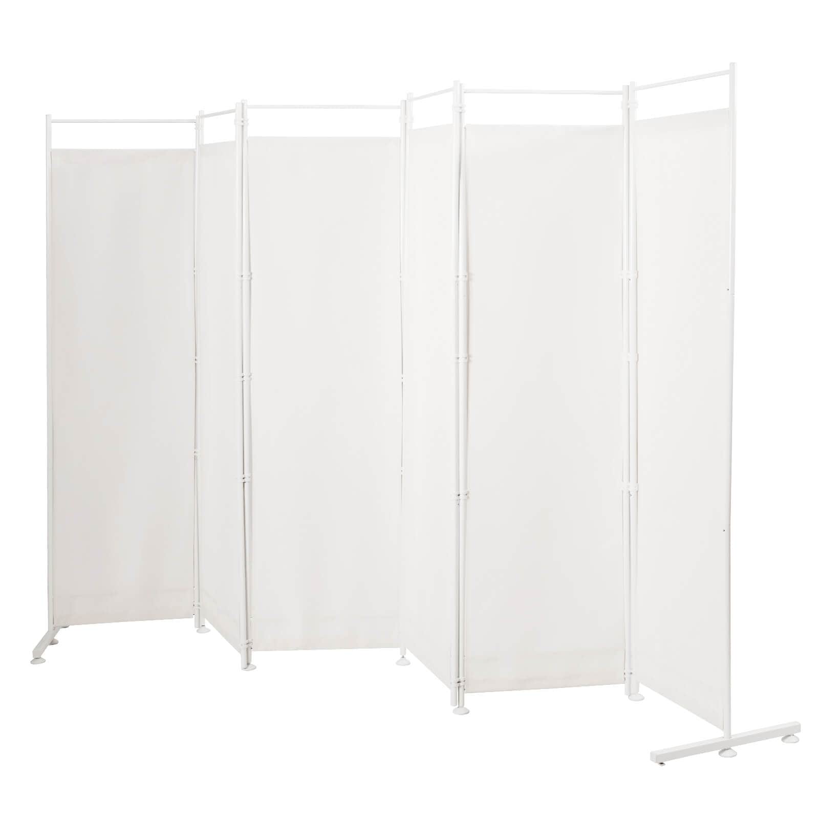 Slickblue - 6 Panel Room Divider Polyester Steel Folding Modern Style Room Divider Folding Privac...