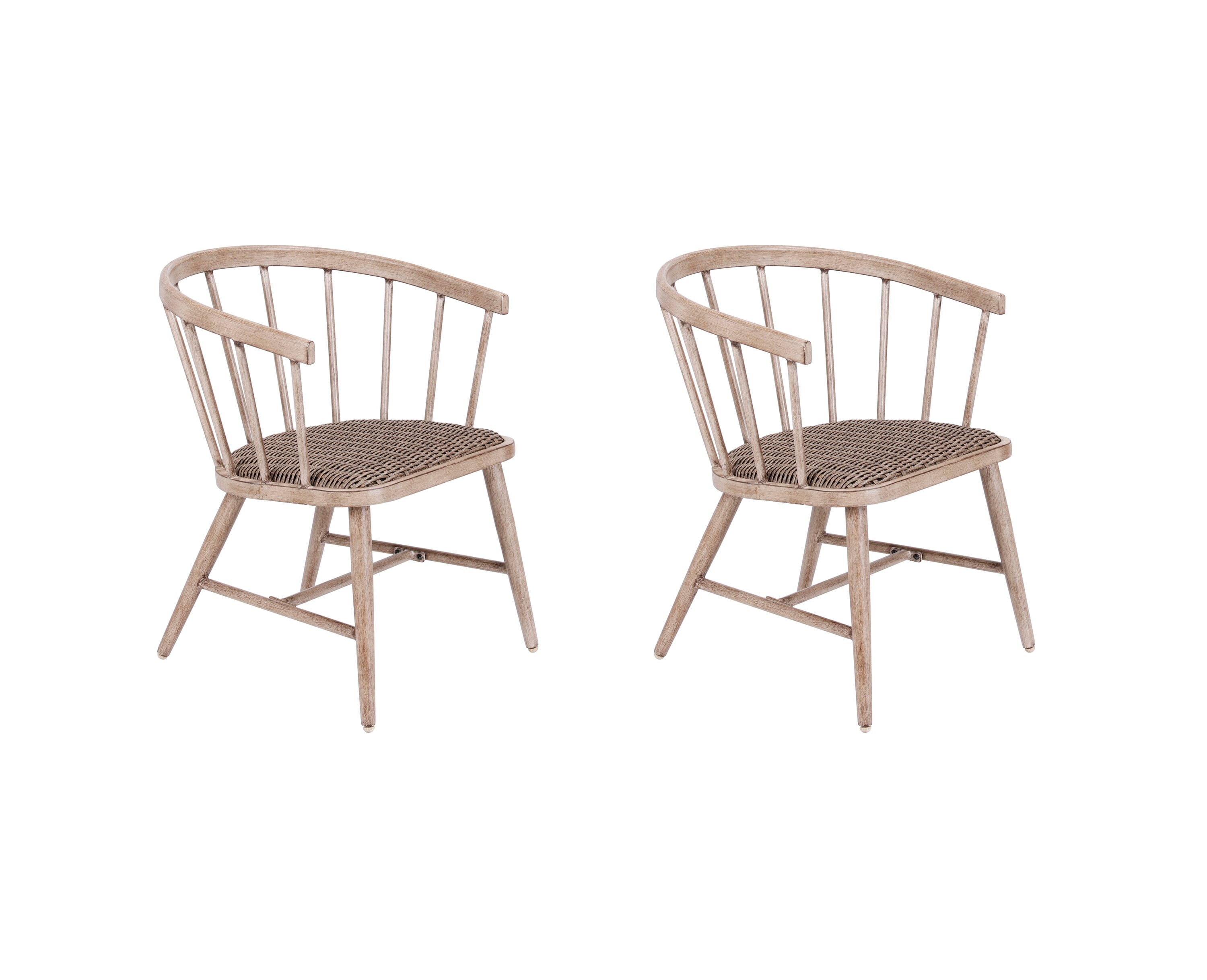 allen + roth FRS60828 McKinnley Set of 2 Wicker Brown Steel Frame Stationary Dining Chair with Woven Seat