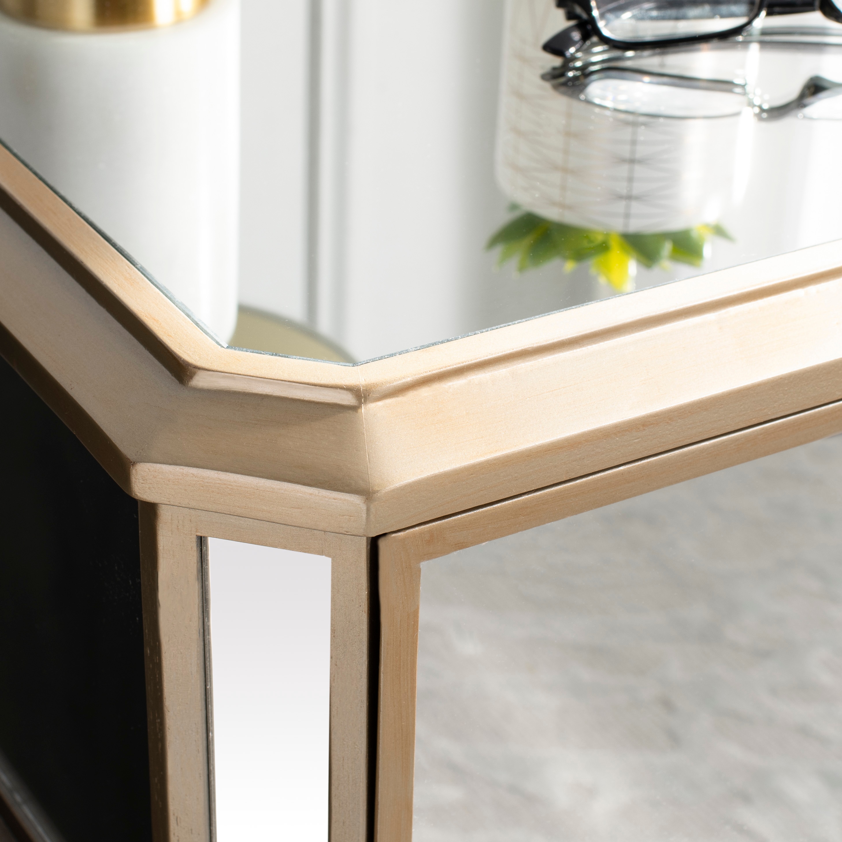 Transitional 3-Drawer Mirrored Nightstand in Transparent Finish