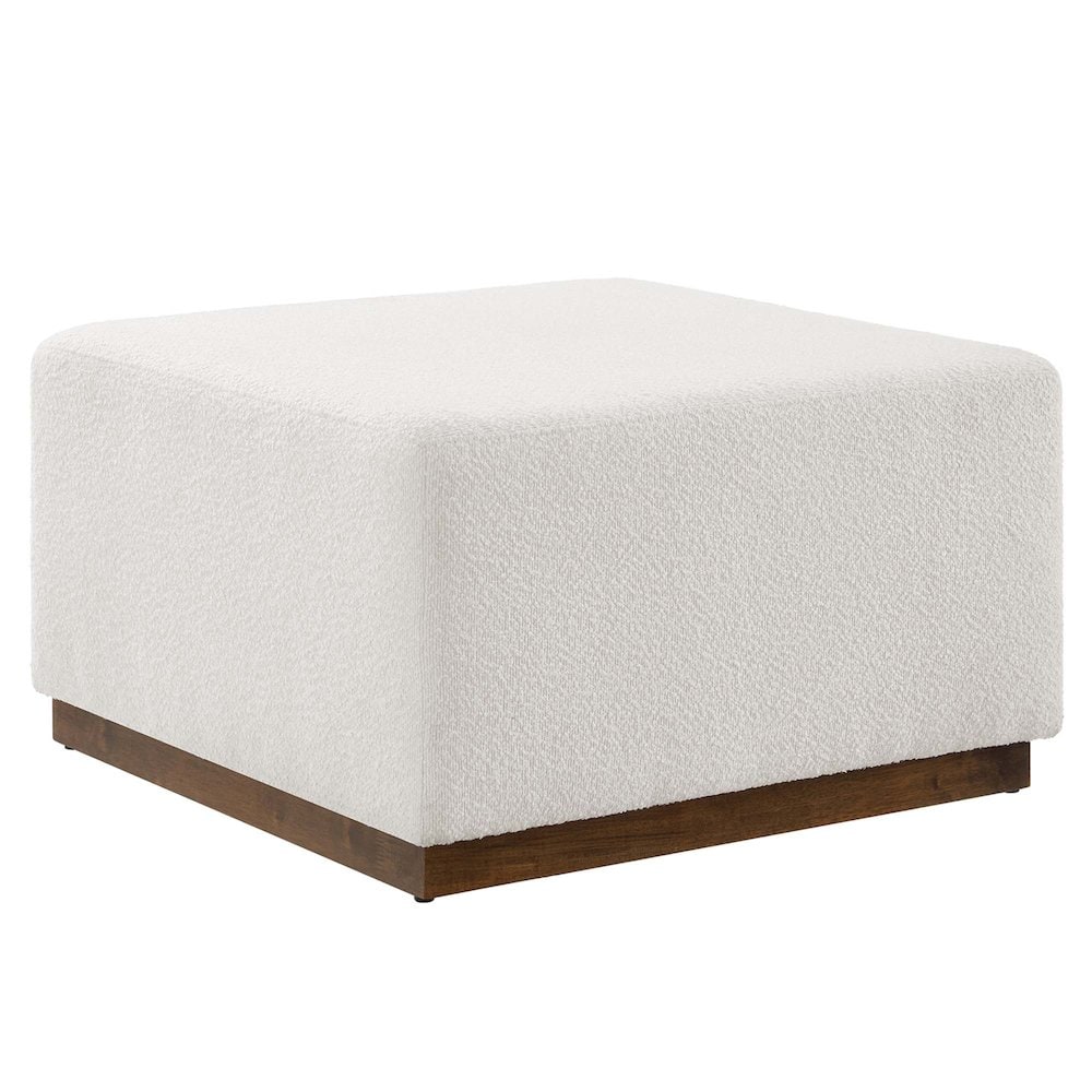 Modway -  Tilden Large 28-in Square Boucle Upholstered Ottoman in Cloud Walnut