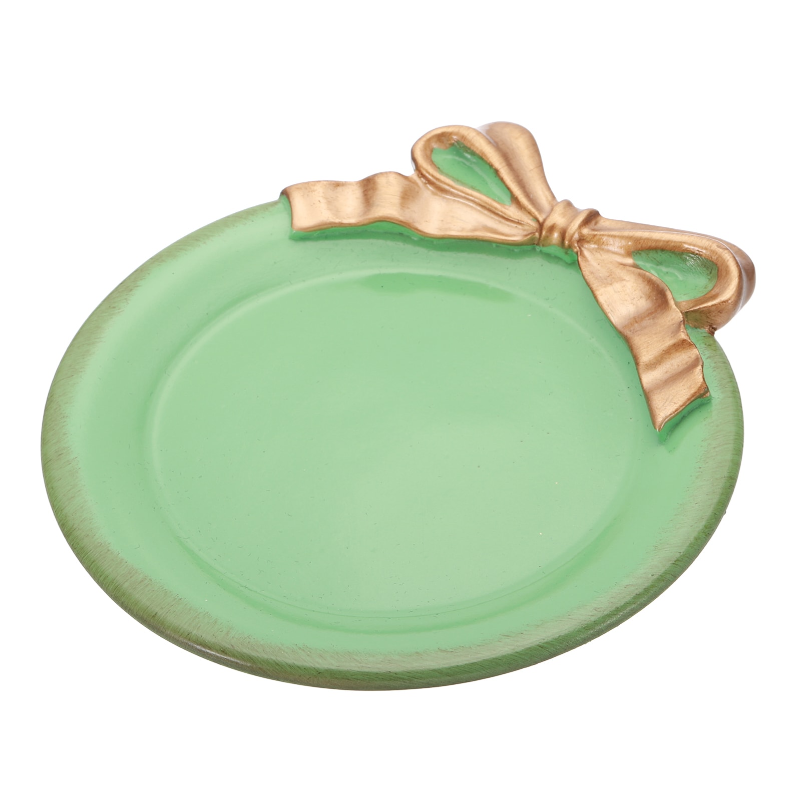 PATIKIL Vintage Decorative Tray Towel Tray Storage Tray Dish Plate Fruit Trays Cosmetic Jewelry Organizer Retro Design Bow-Knot Round Resin Plate for Room Decorative Gift Green
