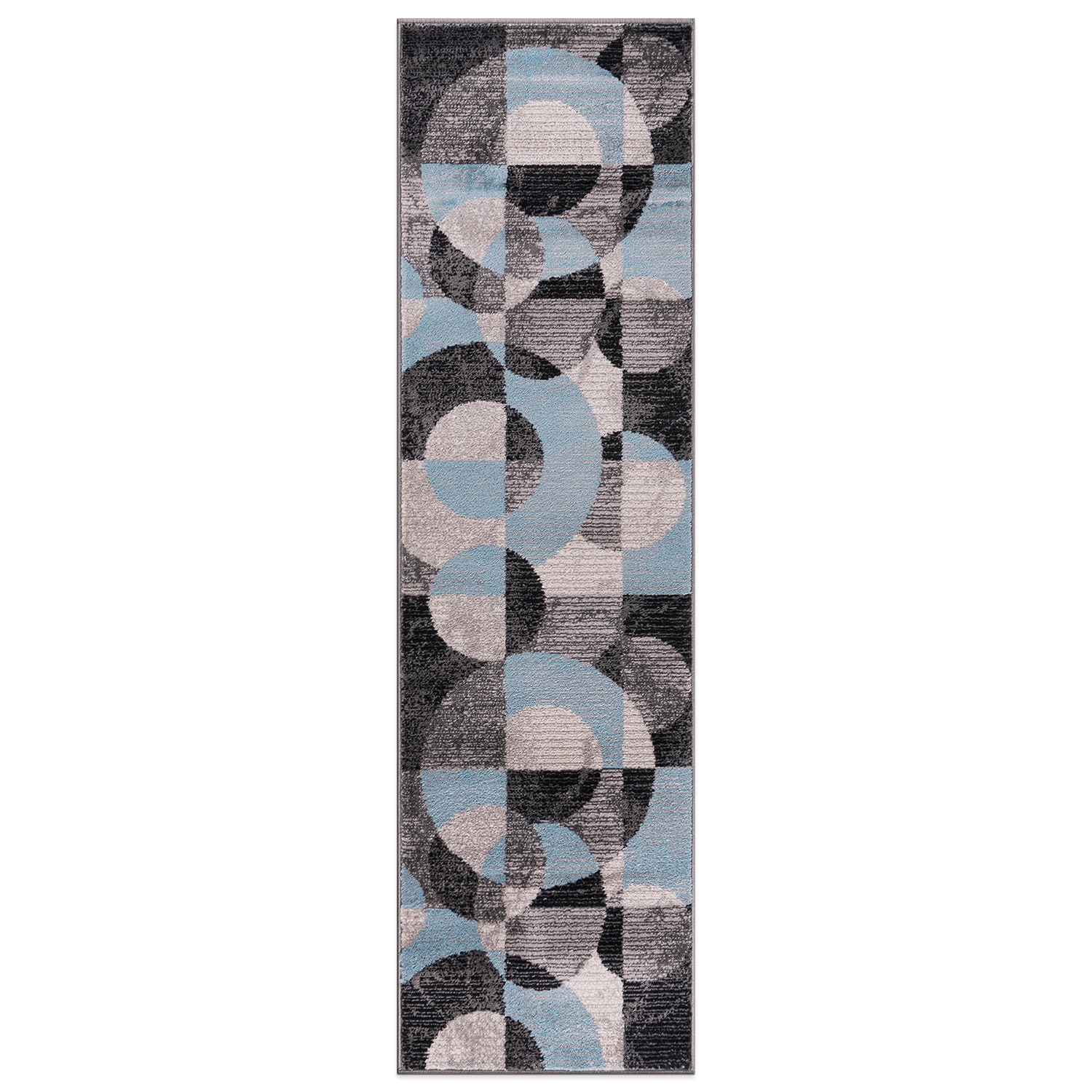 World Rug Gallery 397BLUE2X7 2 x 7 (ft) Loomed Polypropylene Blue Rectangular Indoor Geometric Global Runner rug