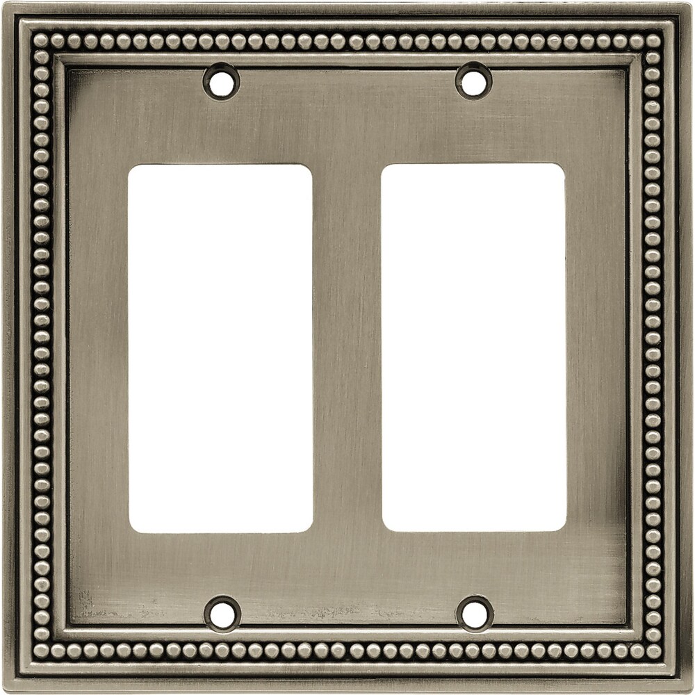Brainerd W10447-BSP-UC Beaded 2 -Gang Standard Size Brushed Satin Pewter Natural fiber Indoor Decorator Wall Plate