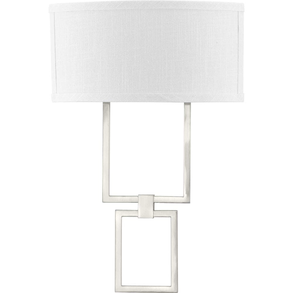 Progress Lighting P710054-009-30 LED Shaded Sconce 14-in W 1 -Light Brushed Nickel Mid-century Integrated LED Wall Sconce