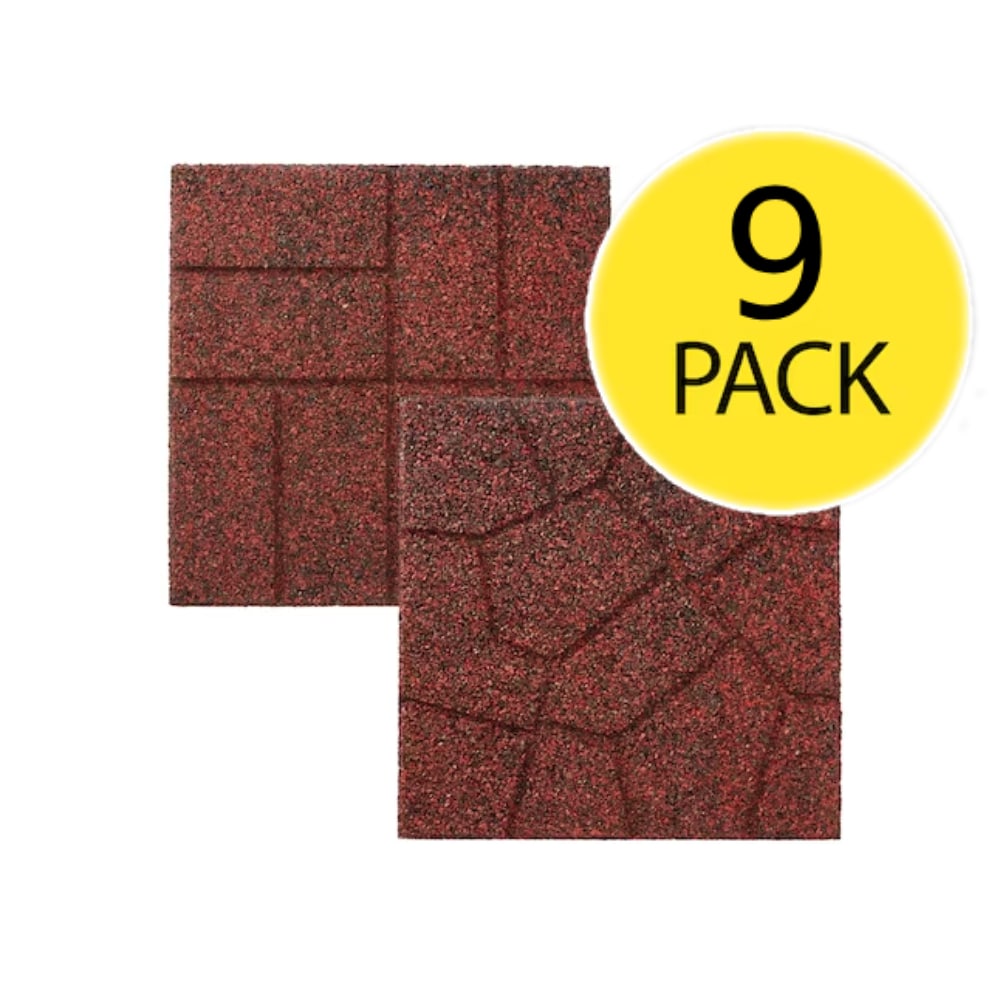 Rubberific 16 In L X 16 In W X 075 In H Square Red Rubber Paver Multi