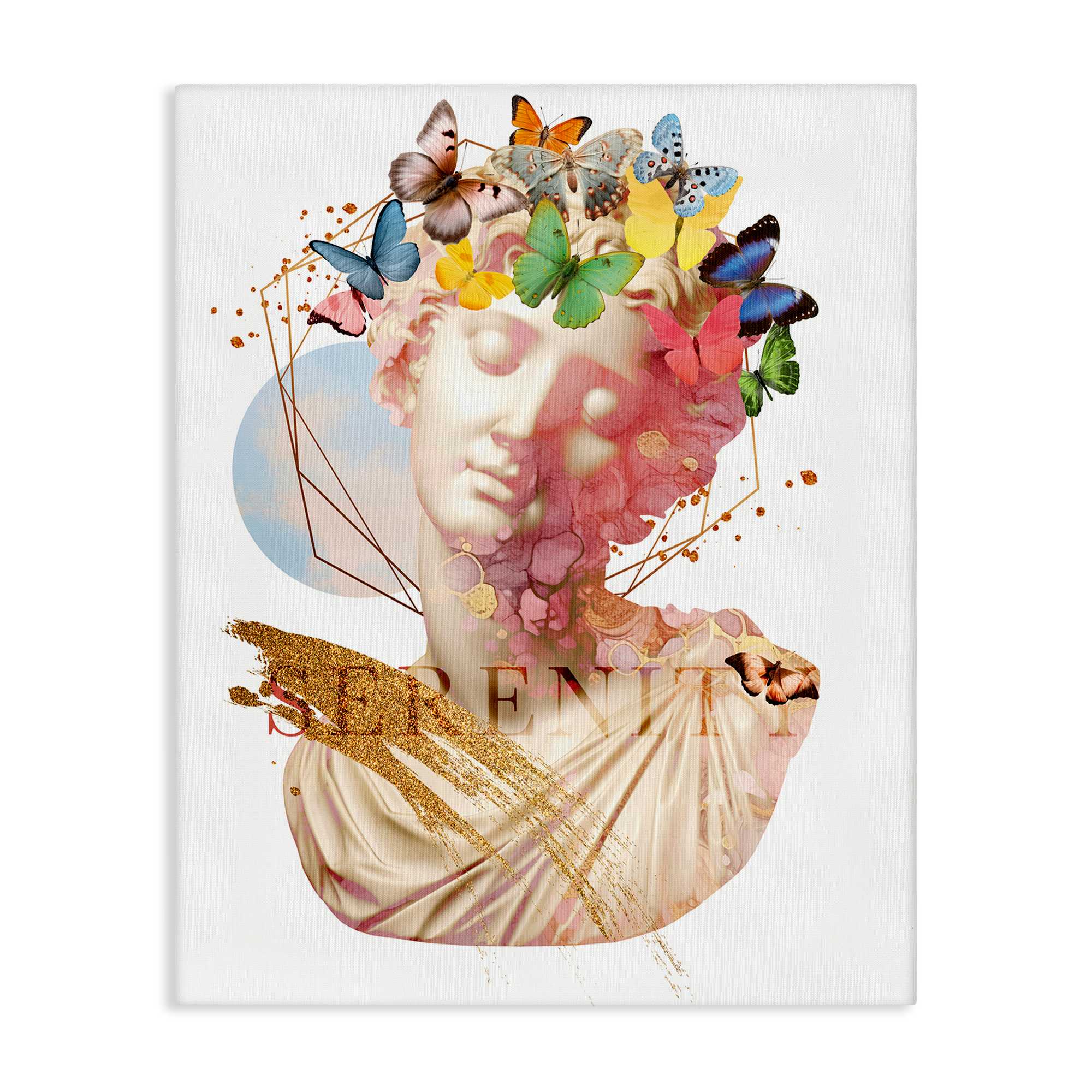 Stupell Industries BS-182-CN-16X20 Serenity Statue Collage Canvas Wall Art By Susan Arnot 16 x 20