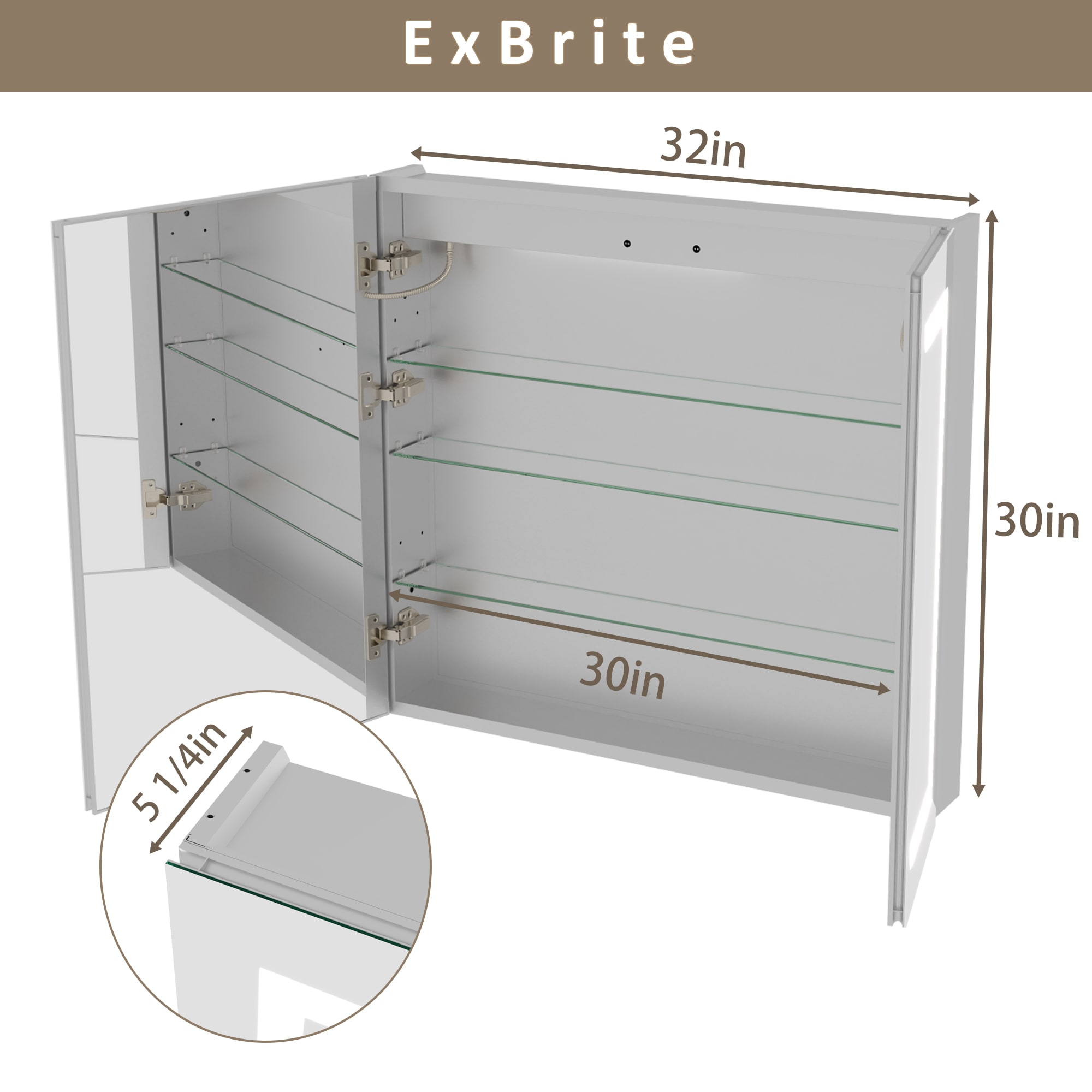 ExBrite EBMC3230V3DX Bathroom-Medicine-Cabinets - View #2