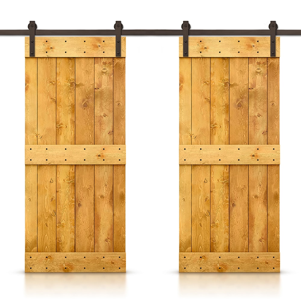 CALHOME CN+(2)S11-AB+03-36AT 72-in x 84-in Colonial maple Pine Wood Solid core Double Barn Door (Hardware Included)