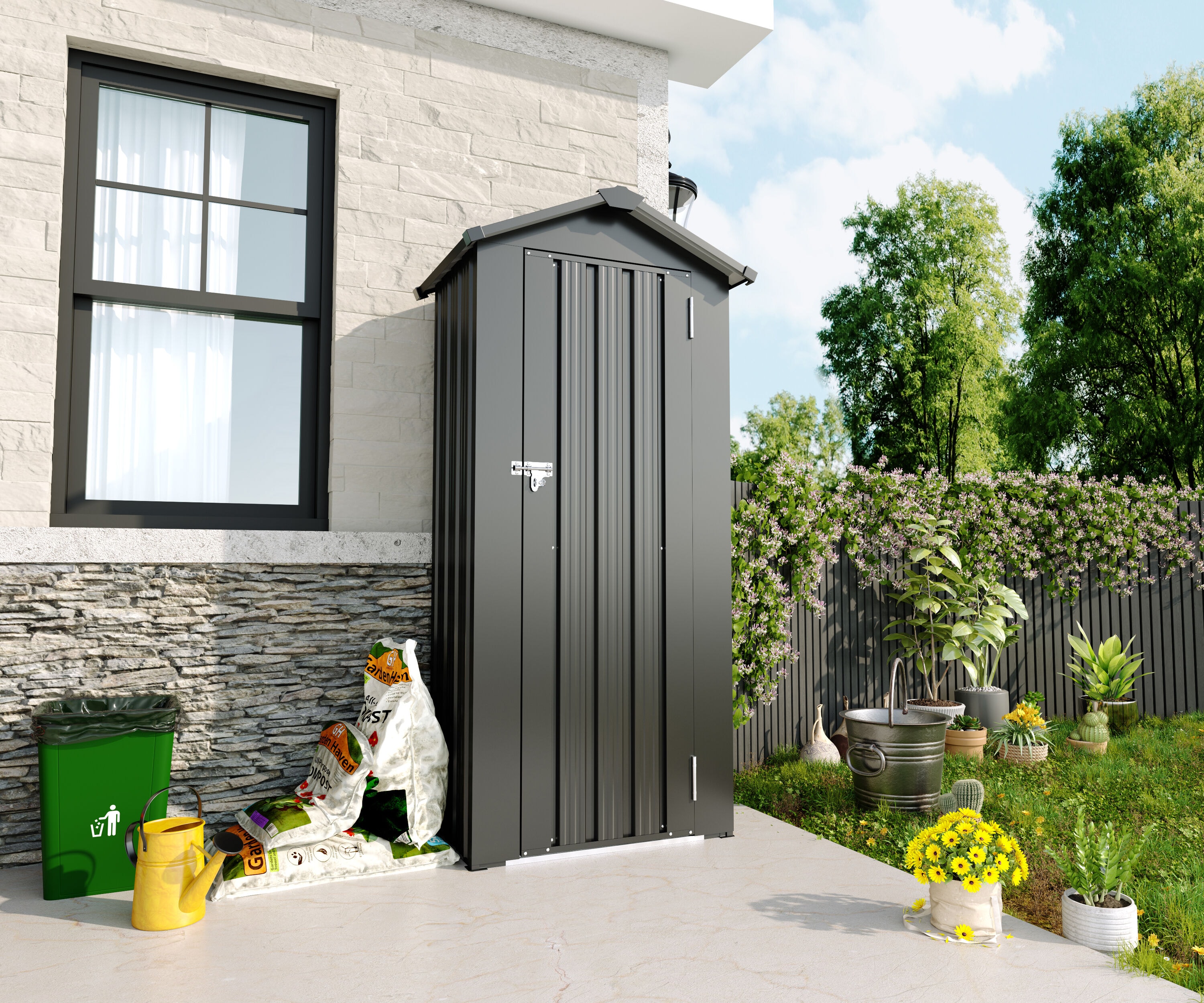 WELLFOR OUZ68749WH-NY Metal-Storage-Buildings-Sheds - View #2