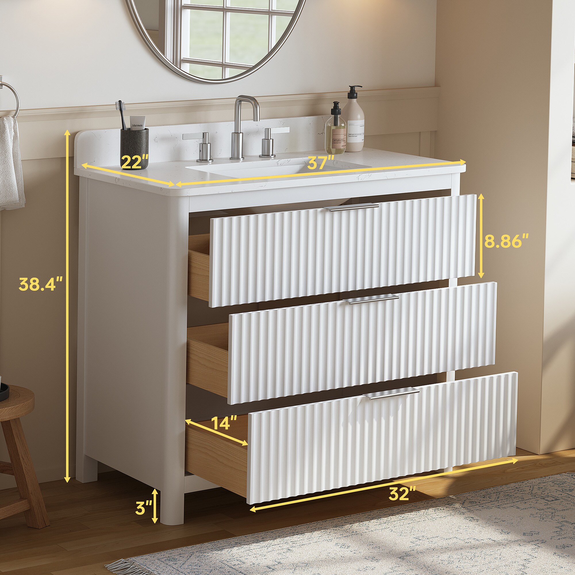 DELUXE LIVING V24001-36WT Bath-Vanity-Combo - View #11
