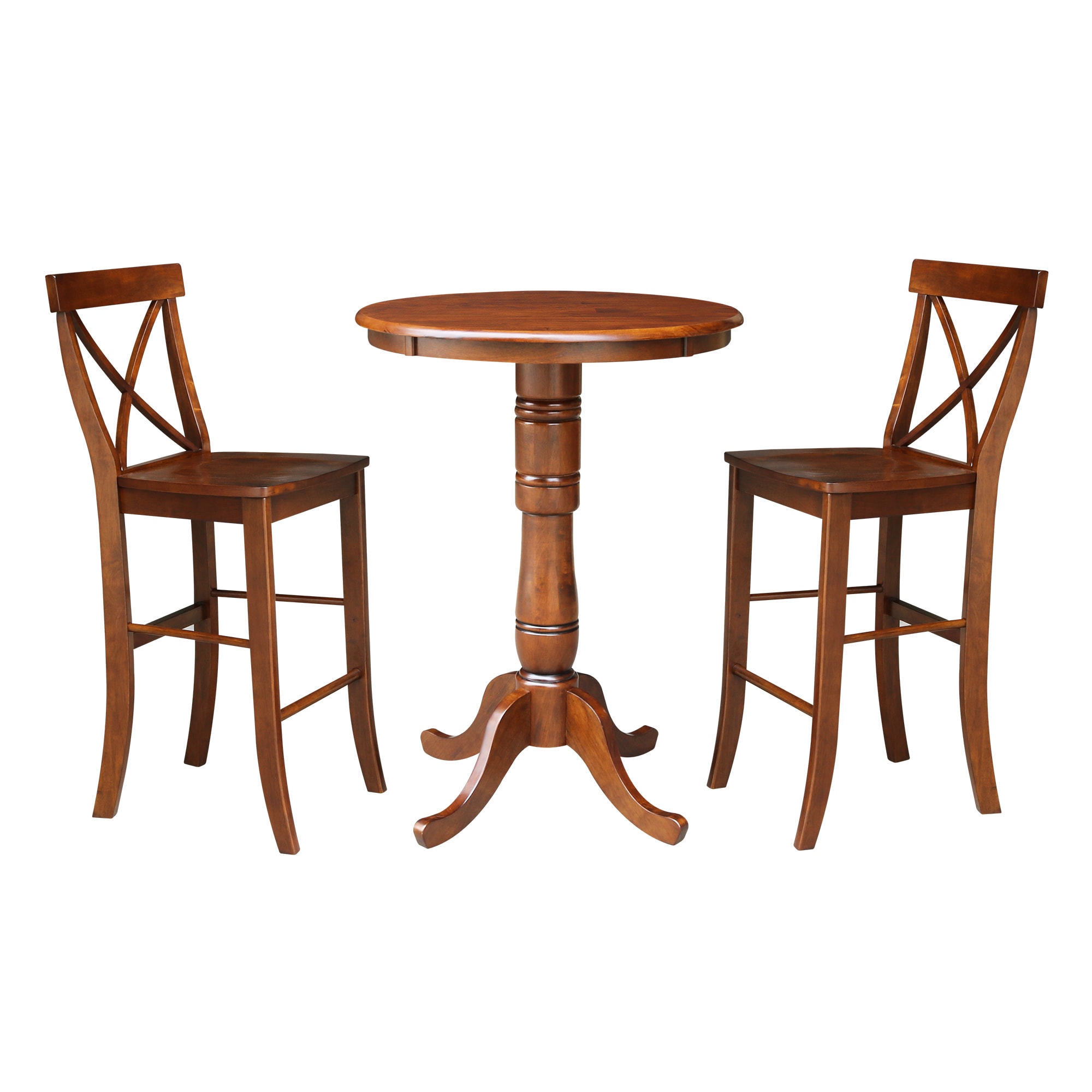 International Concepts K581-30RT-6B-S6133-2 Espresso Casual Dining Room Set with Round Table ( Seats 2 )