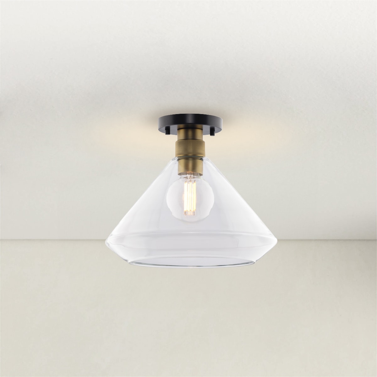 Progress Lighting A350003-31M Avec 1 -Light 13.5-in Matte Black Semi Flush Mount Light