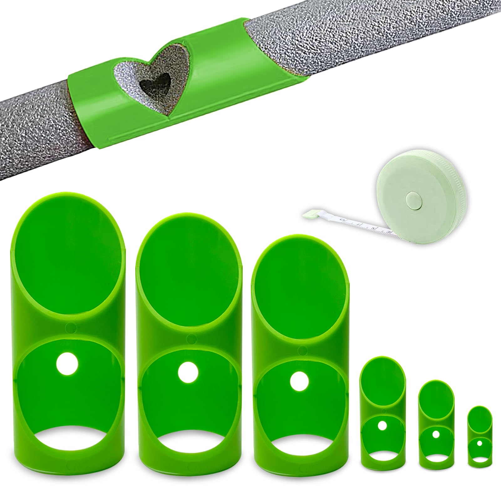 KHKFY  Pipe Insulation Cutting Guide Kit with Six Molded Foam Cutters for Fifteen to Fifty Three Millimeter Insulation and Bonus Fifty Nine Inch
