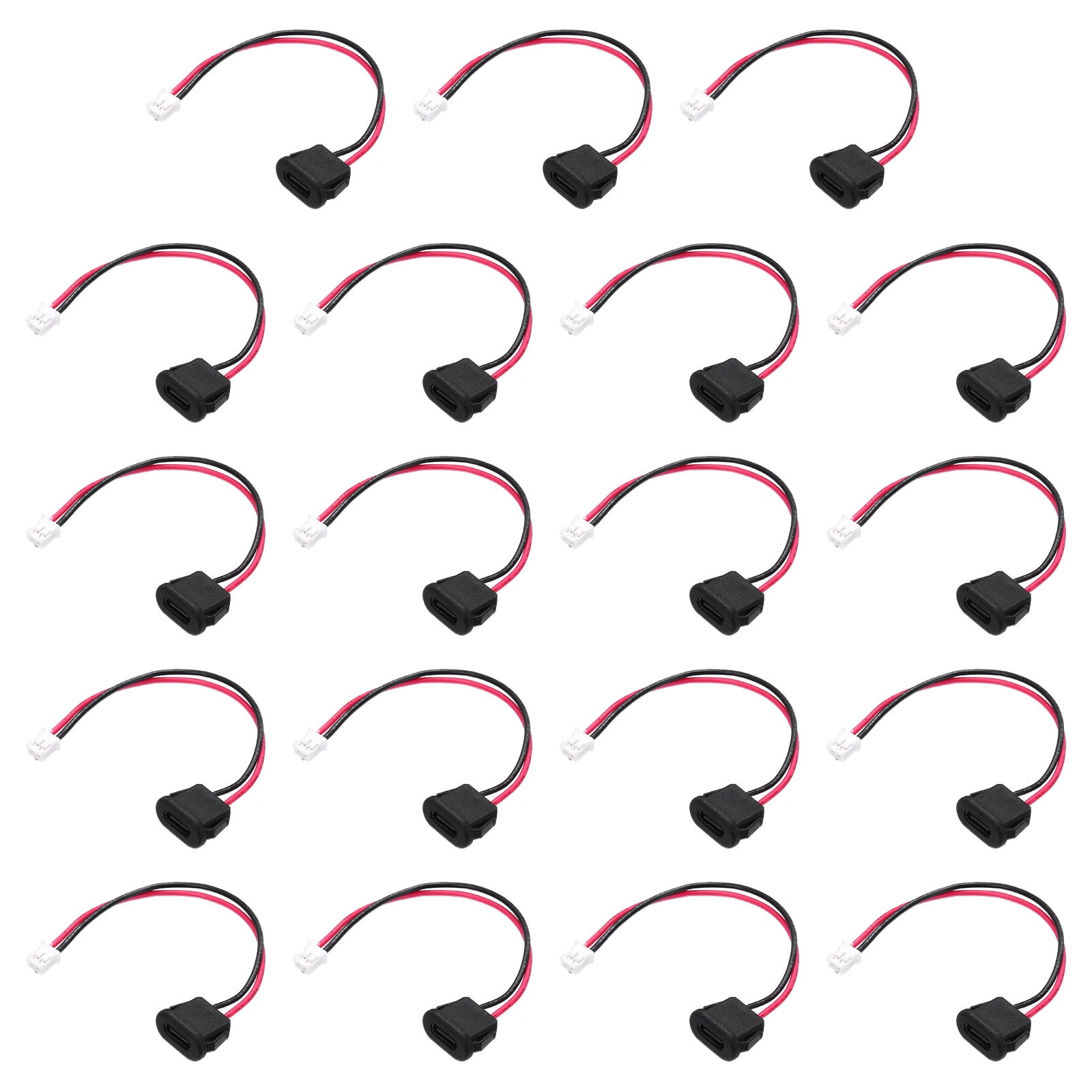 Unique Bargains 15pcs Type-C Female Chassis 2 Pin Wire 5V 3A Square USB-C Female Socket to PH2.0 Waterproof Terminal Extension Cable for PC LED Lamps Laptop 4 Inch