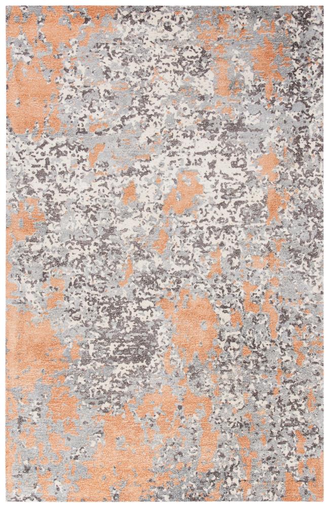 Gray and Rust Hand-Tufted Wool and Viscose Area Rug, 4' x 6'