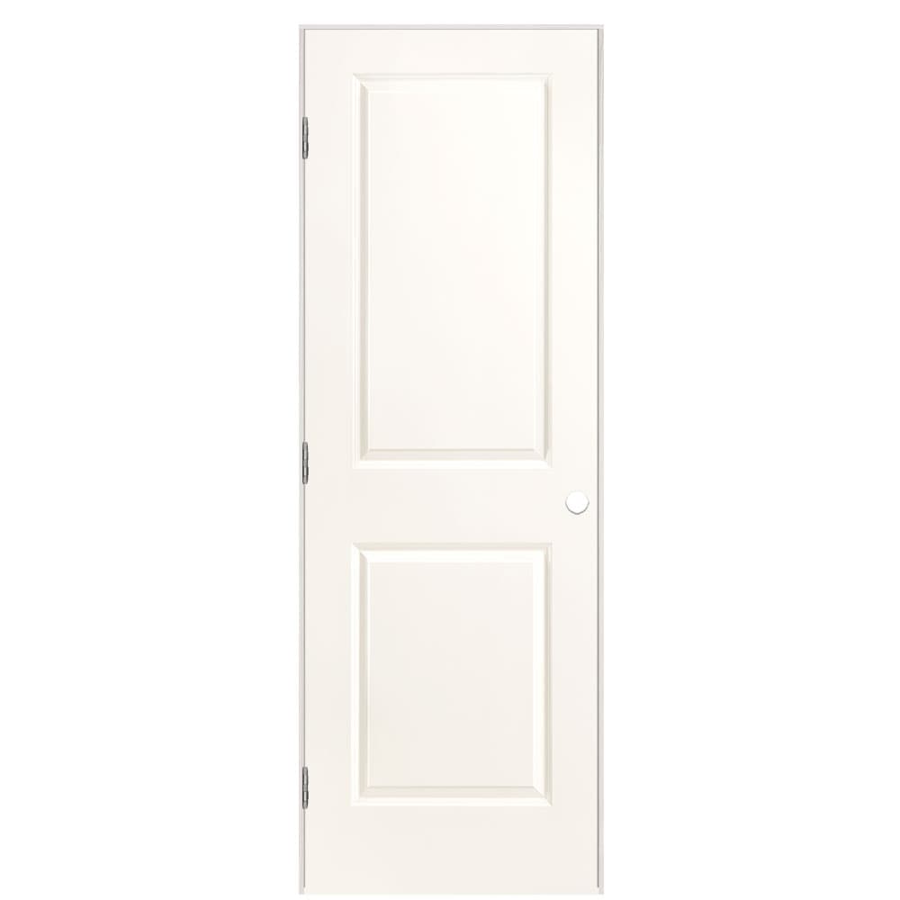 Masonite 1316030 28-in x 80-in Snowstorm Solid core 2-panel square Right hand Smooth Prefinished Molded composite Flat Jamb Single Prehung Interior Door