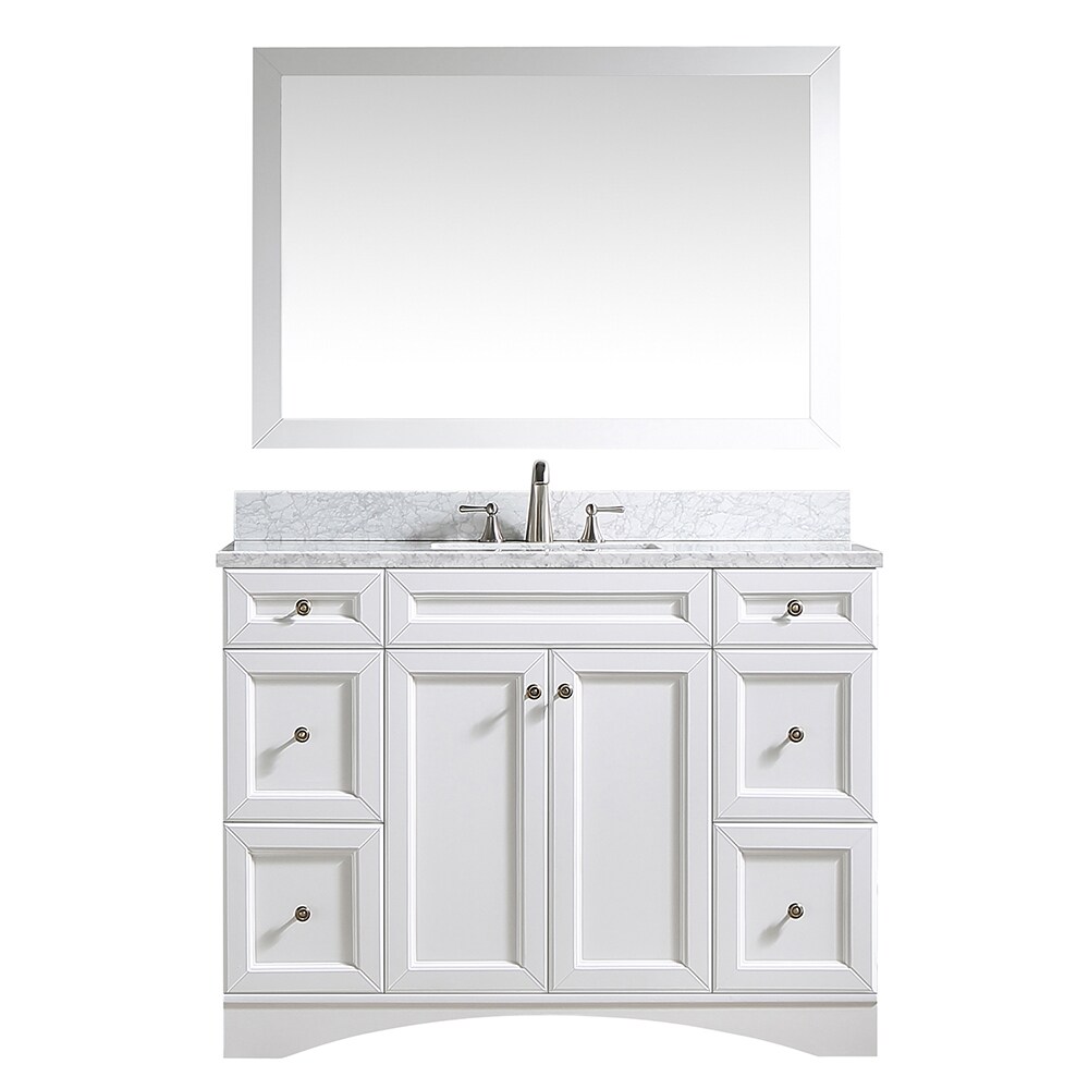 Casainc 48 In White Undermount Single Sink Bathroom Vanity With Off White With Speckles Marble 1185