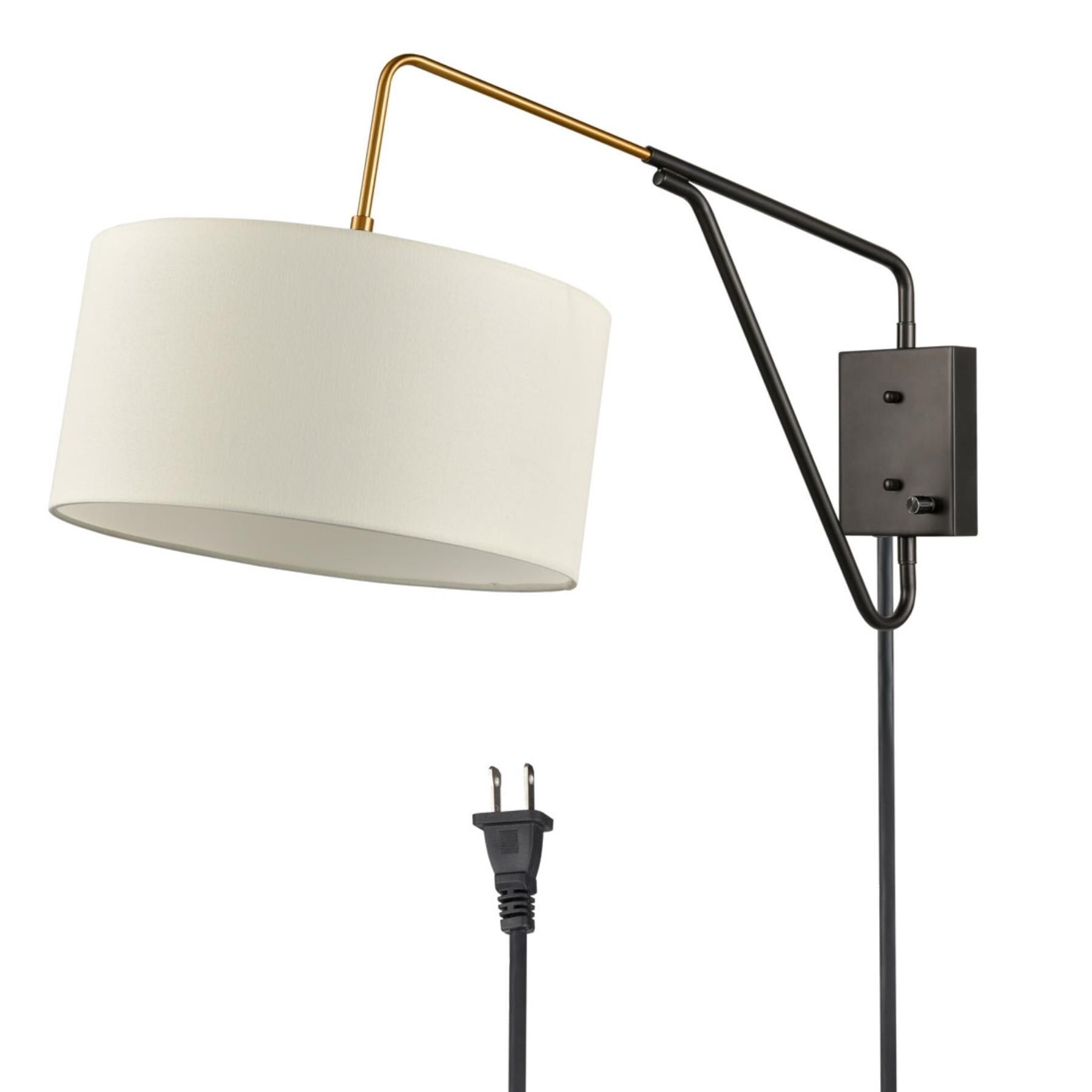 Black and Bronze Adjustable Swing Arm Wall Lamp