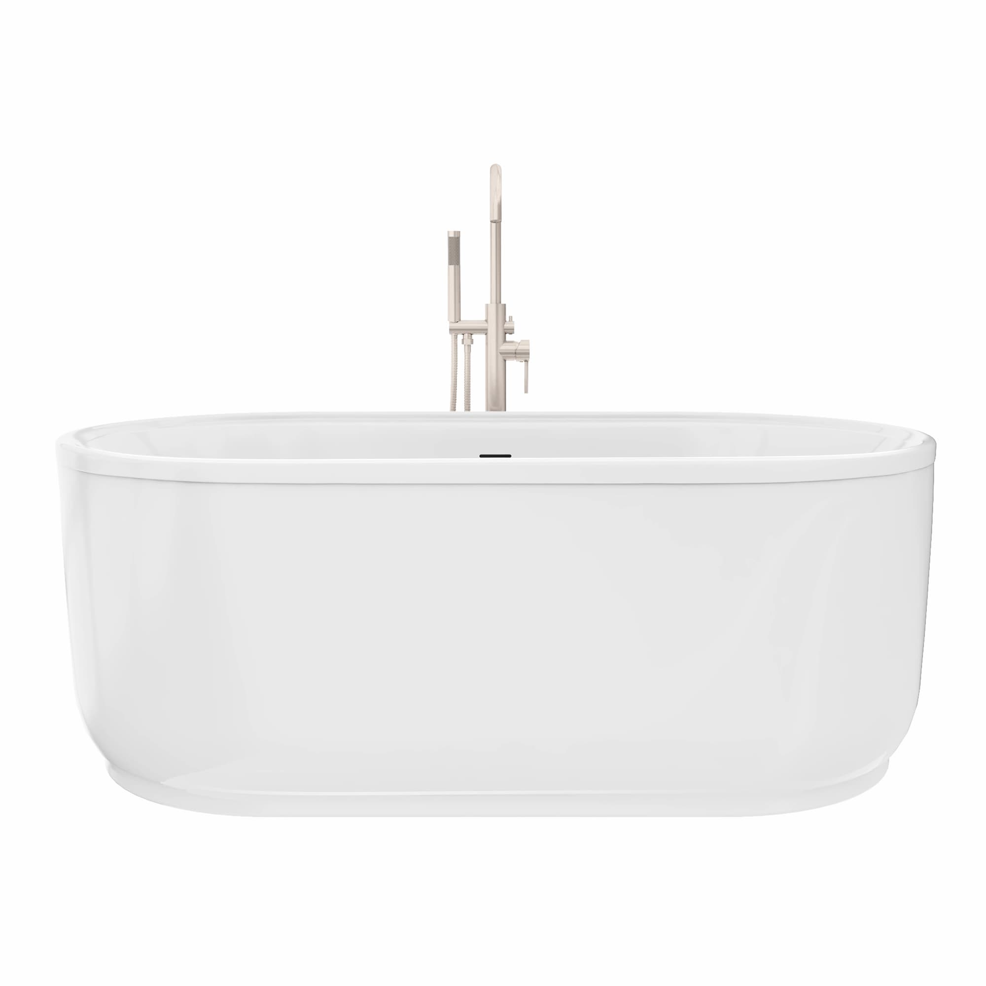 Encore White Freestanding Acrylic Bathtub with Brushed Nickel Drain