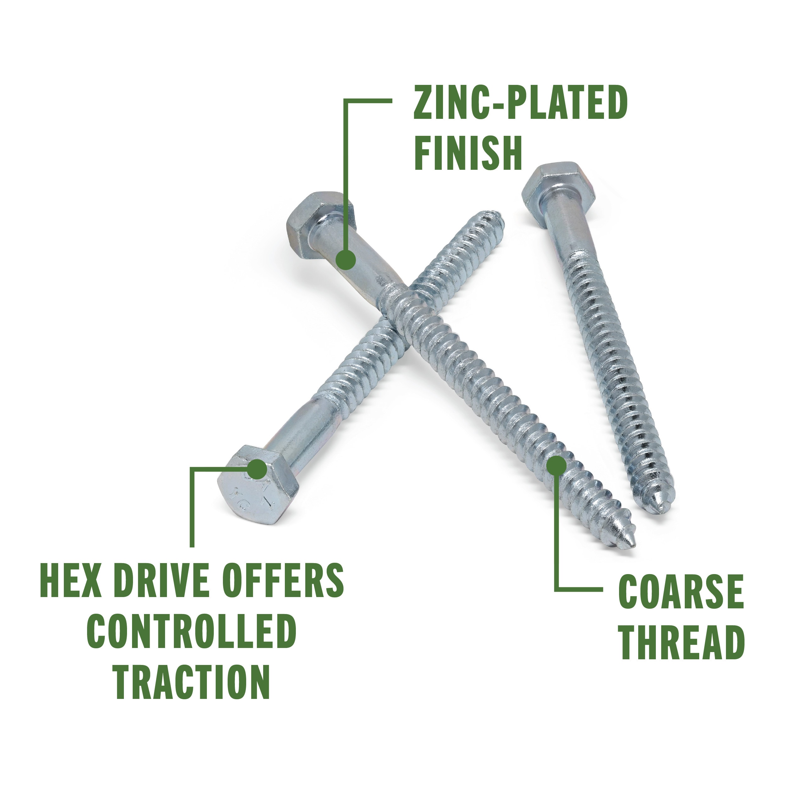 Hillman 5/16-in x 4-in Zinc-Plated Hex-Head Interior Lag Screws in the Lag  Screws department at