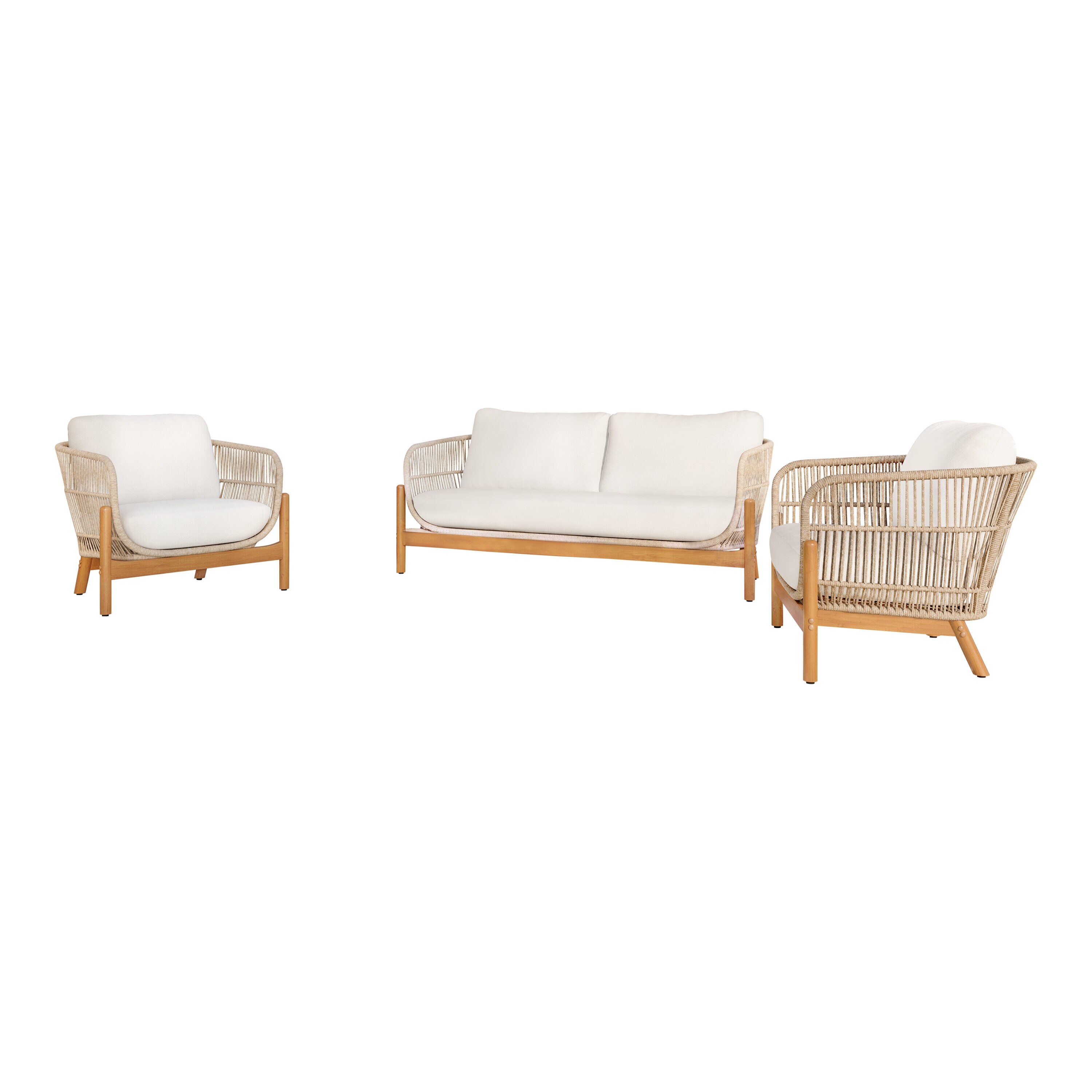 MANHATTAN SQUARE 60-823-3P Solstice 3-Piece Patio Conversation Set with Beige Cushions