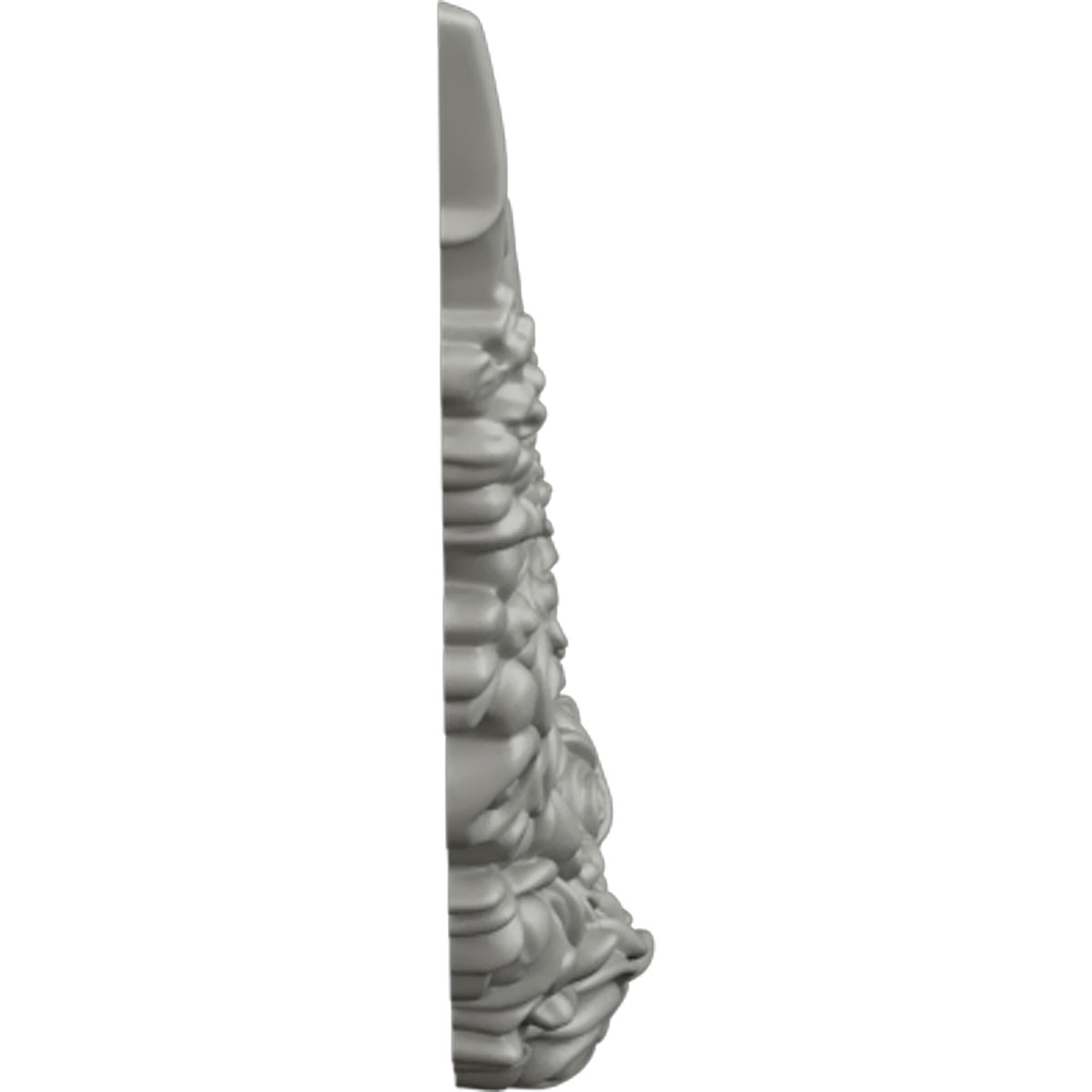 Primed Gray Polyurethane Floral Crown Applique