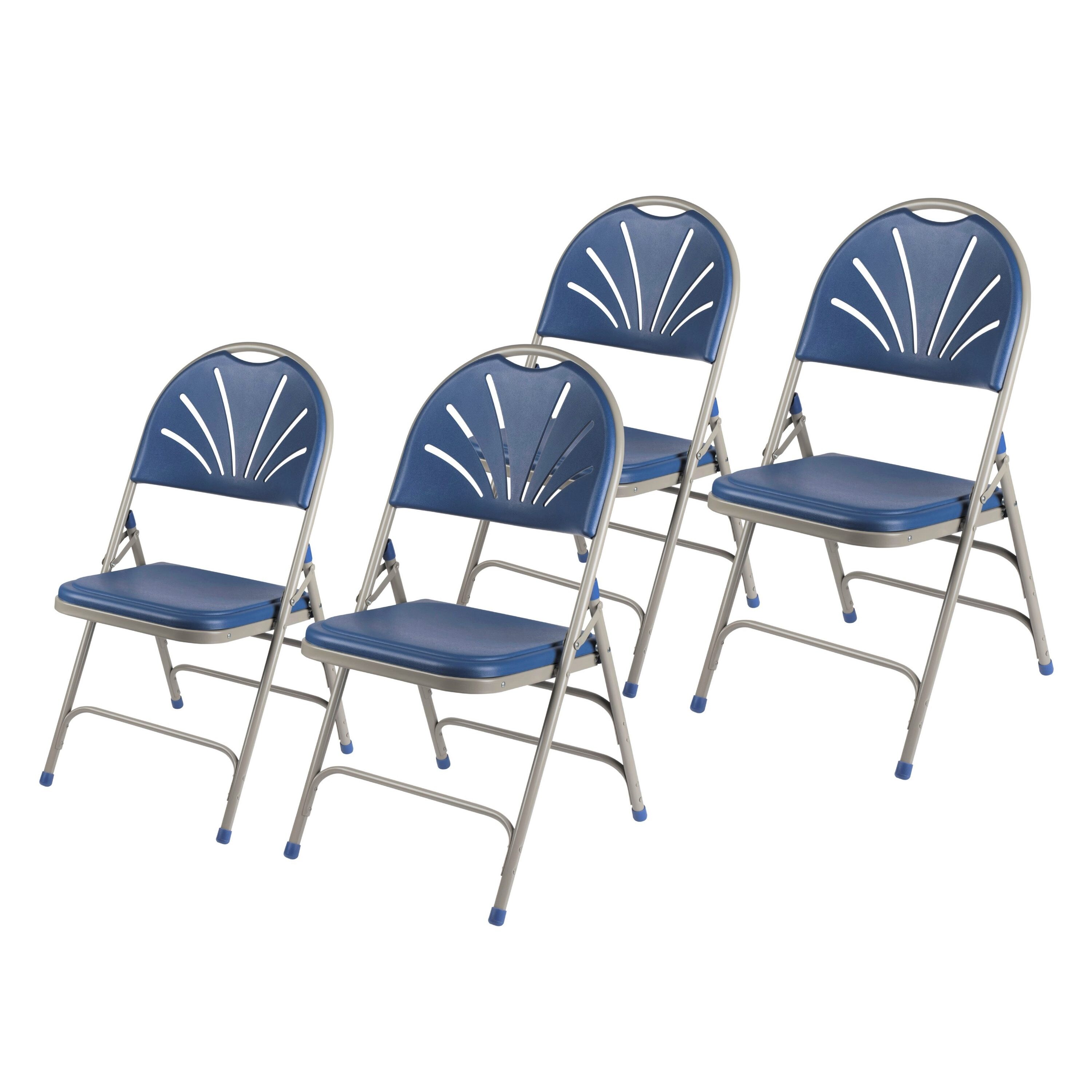 Hampden Furnishings TGT1105 4-Pack Blue/Grey Standard Folding Chair with Solid Seat (Indoor or Outdoor)