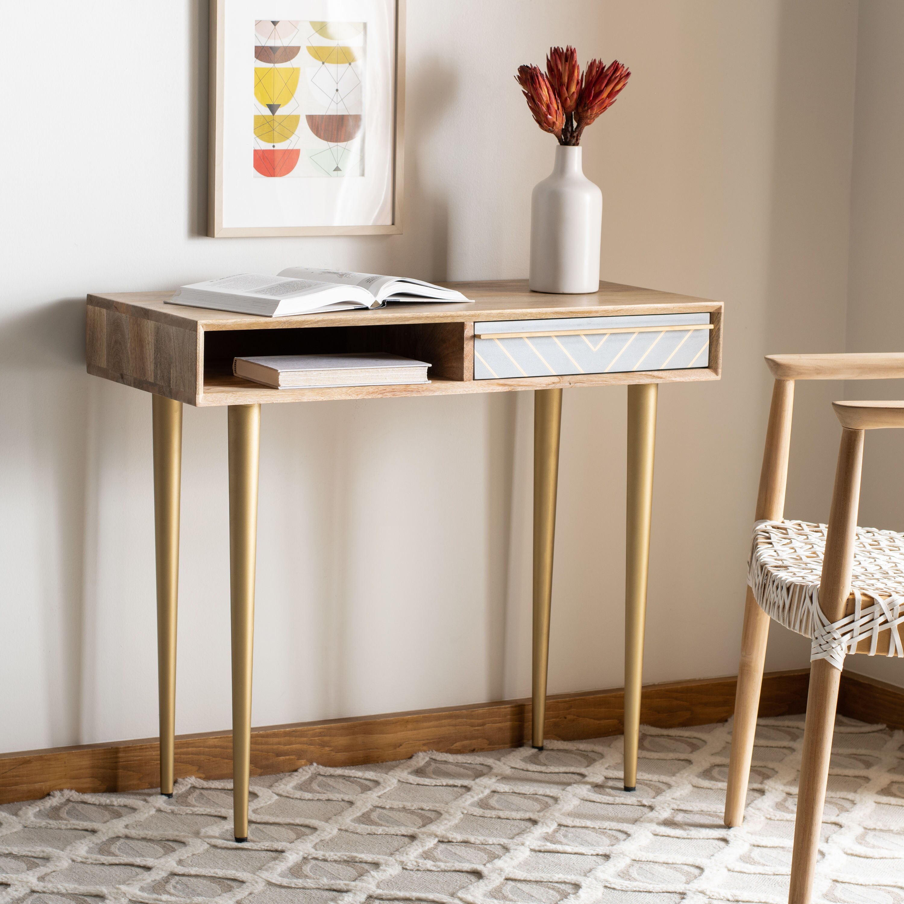 Origin 21 Ezra 42-in Brown Modern/Contemporary Birch Writing Desk in the  Desks department at