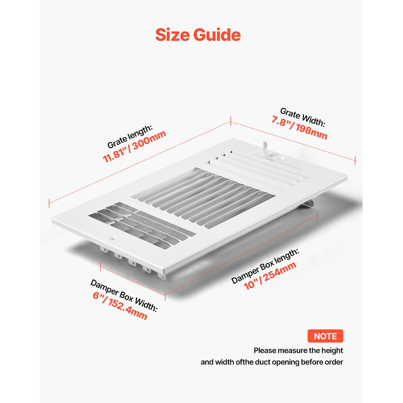 GIVIMO 6 x 10-in Floor Registers 6-Pack - HVAC 3-Direction Iron Vent ...