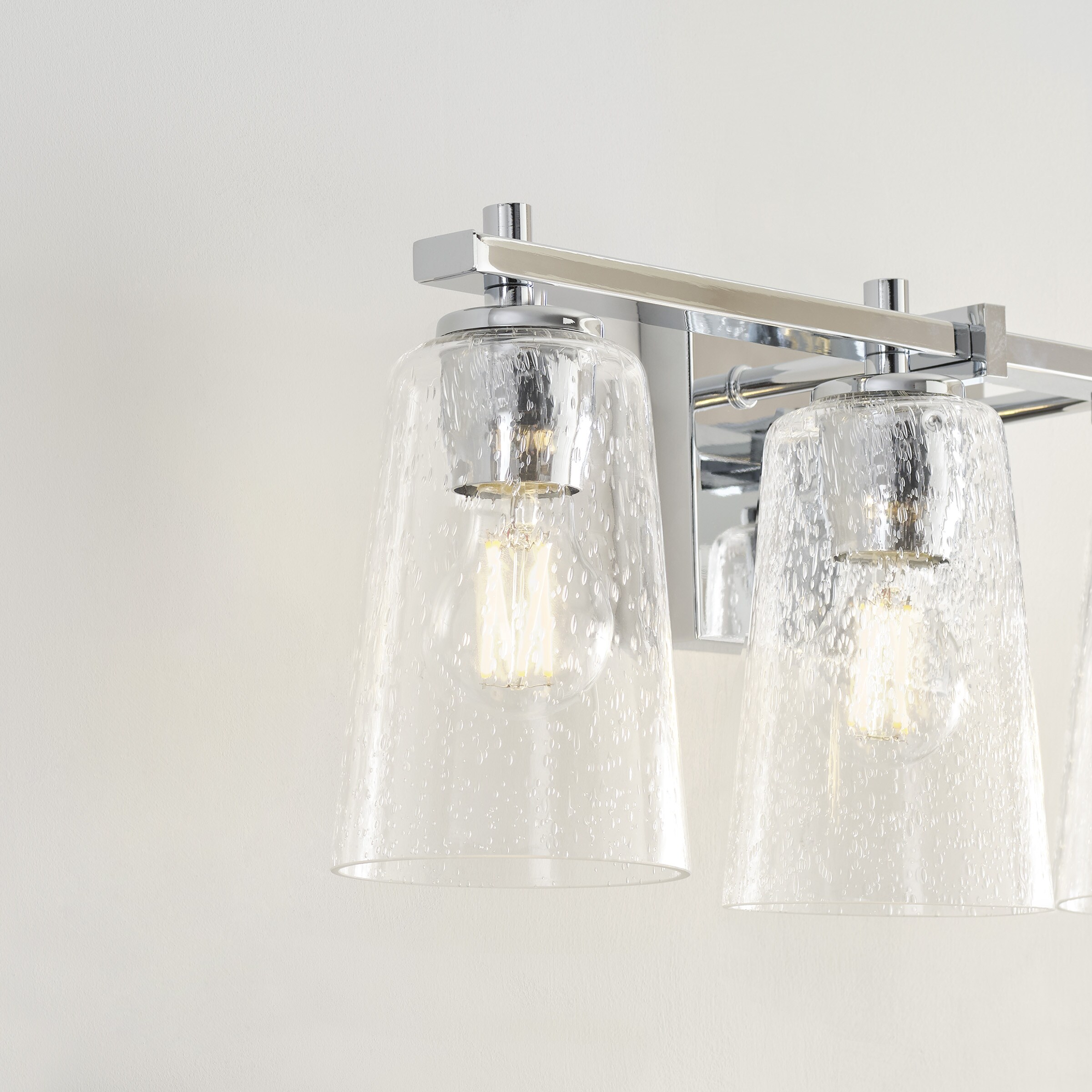 Mercer Chrome 4-Light Vanity with Clear Seeded Glass Shades