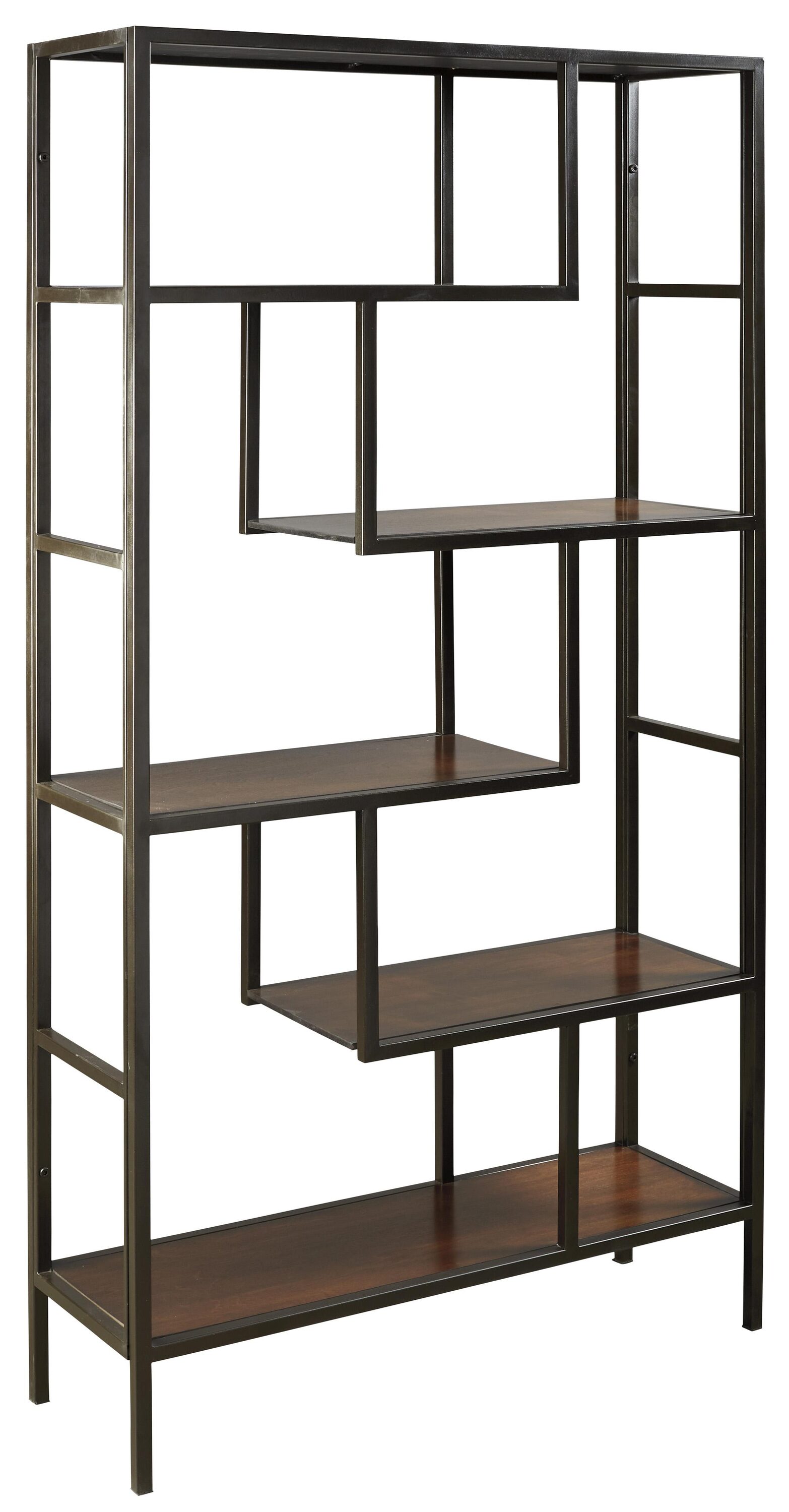 Benzara BM210649 Brown Metal 5 -Shelf Bookcase ( 36-in W x 70.25-in H x 12.13-in D ) Finished