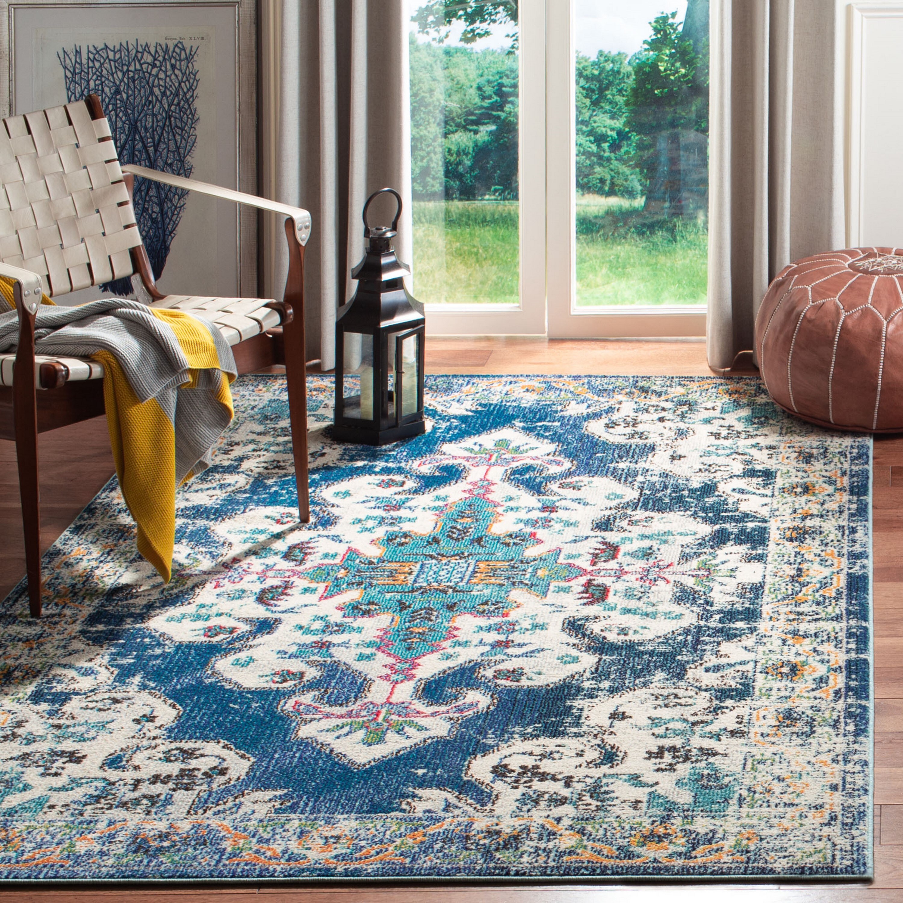 Safavieh Madison Kenora 9 x 12 Navy/Gray Indoor Distressed/Overdyed Vintage Area Rug