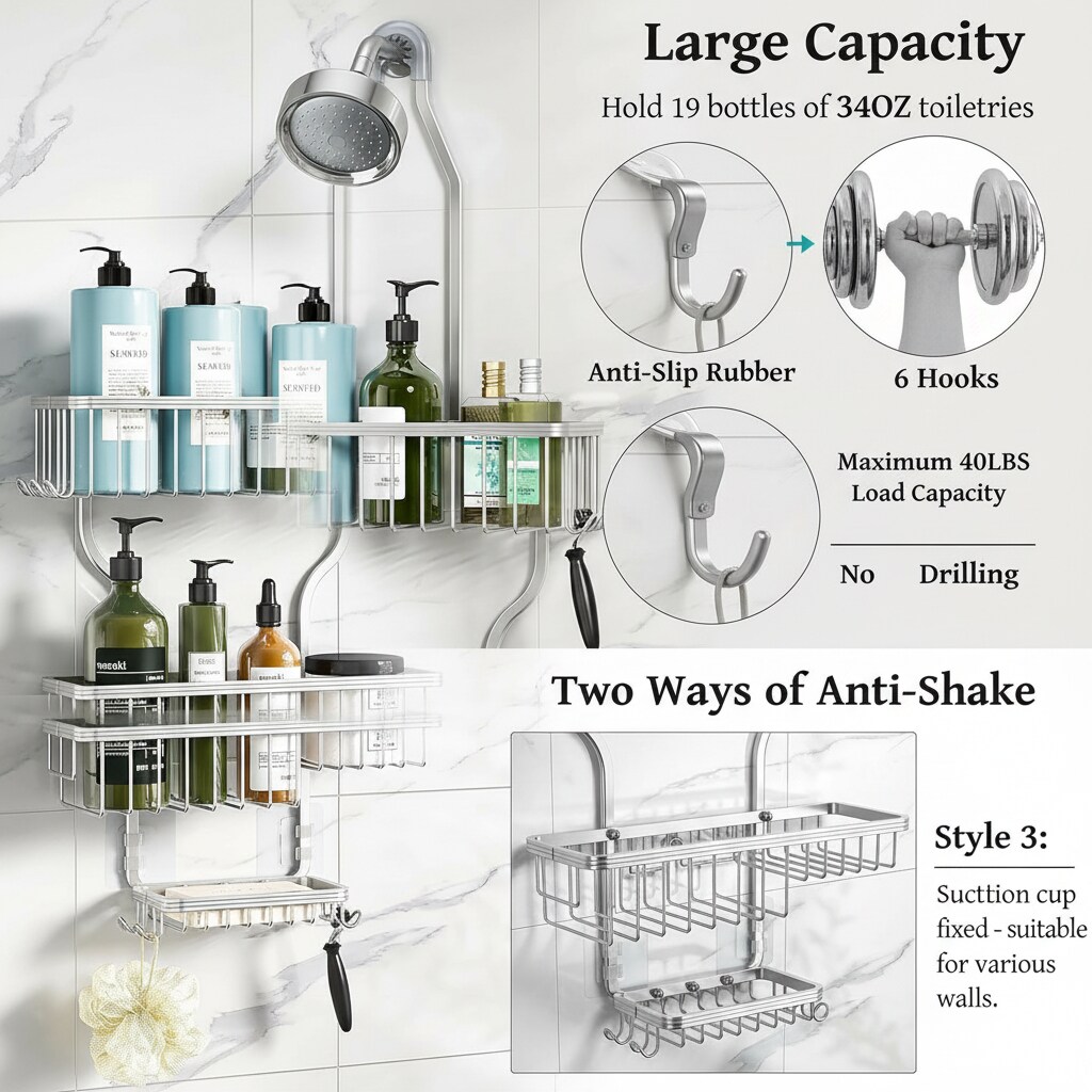 Paradigms Interiors 0BNH6Q3XV Hanging-Shower-Caddies - View #2