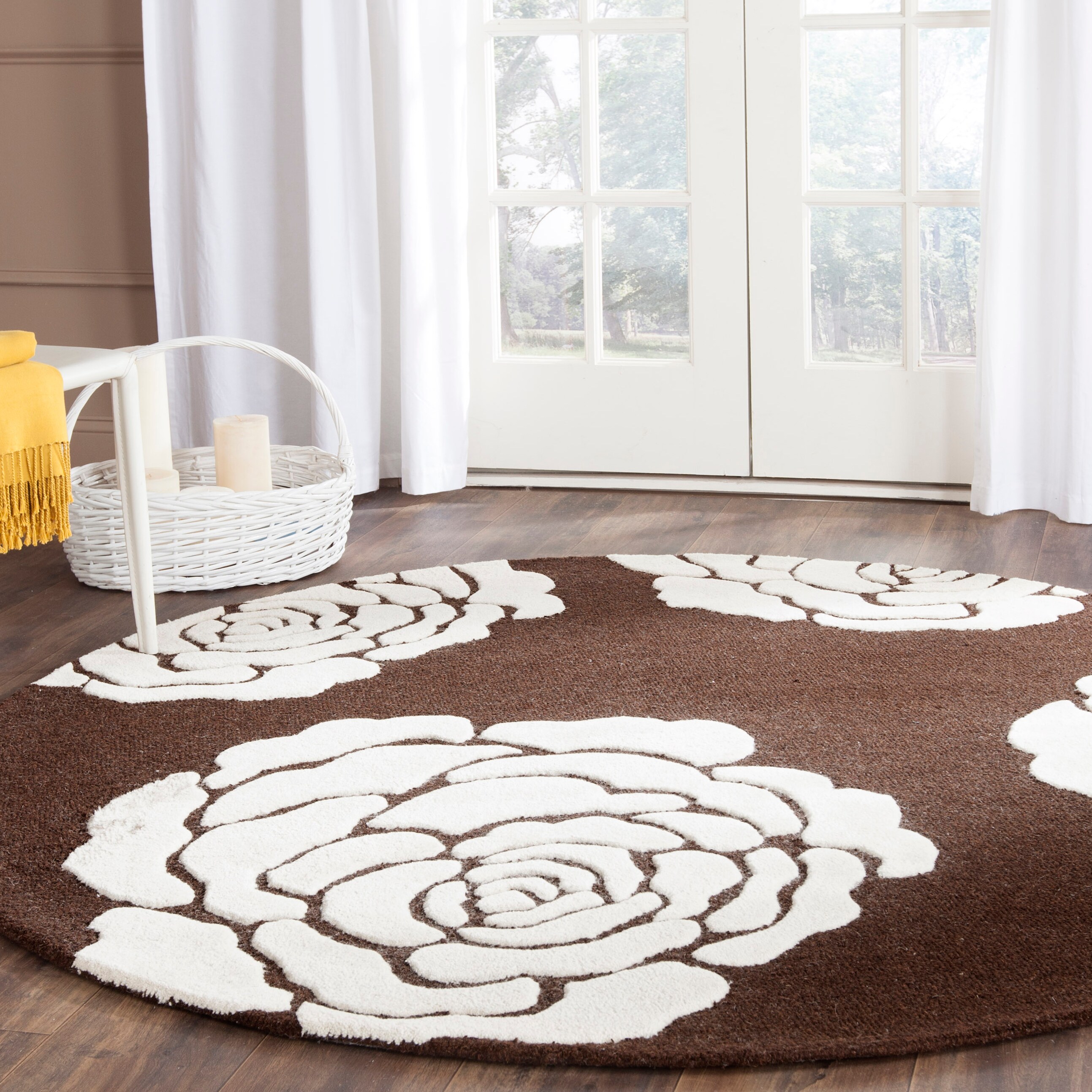  Cambridge 782 Brown/Ivory Contemporary 6ft x 6ft Round Rug