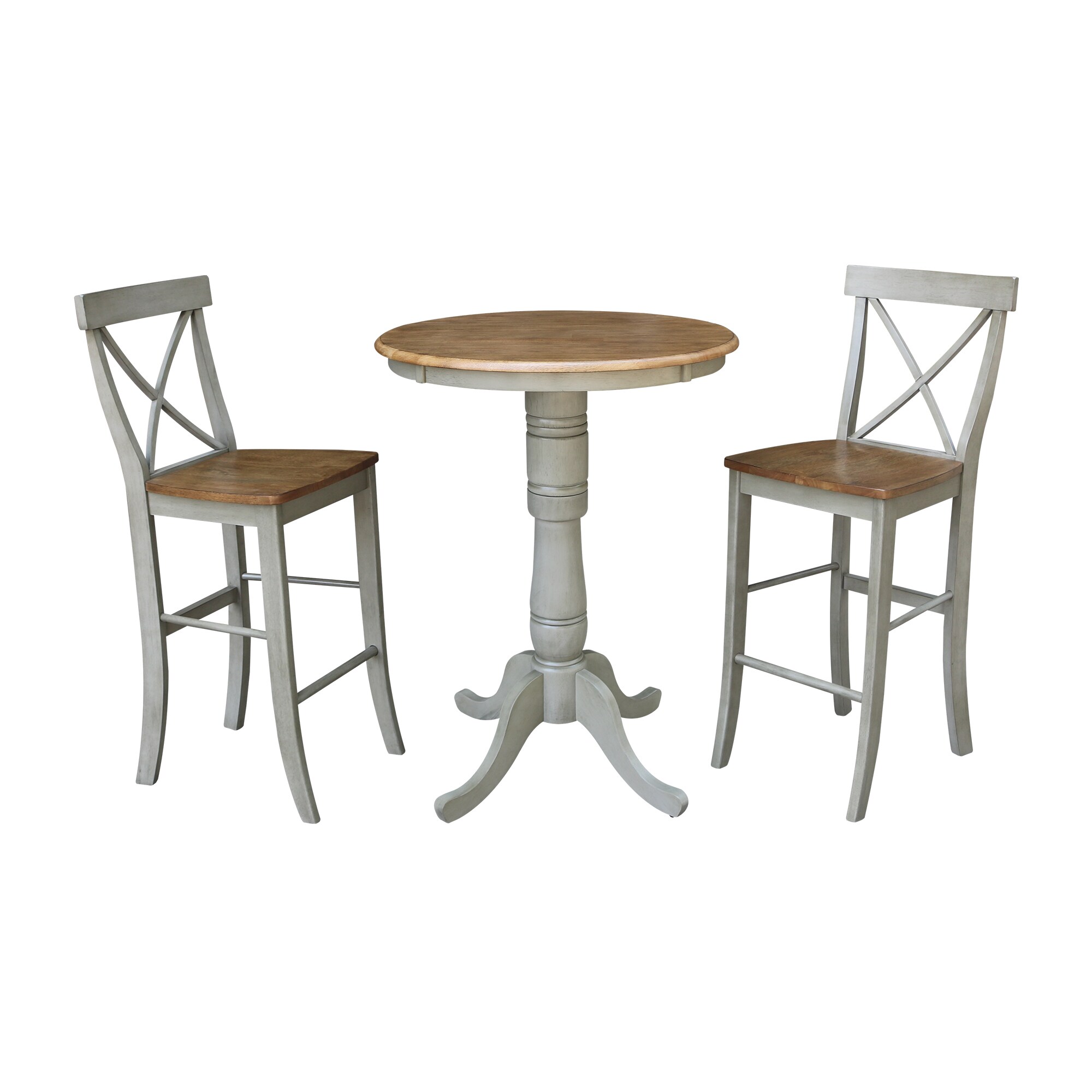International Concepts K41-30RT-6B-S6133-2 Distressed hickory/stone Casual Dining Room Set with Round Table ( Seats 2 )
