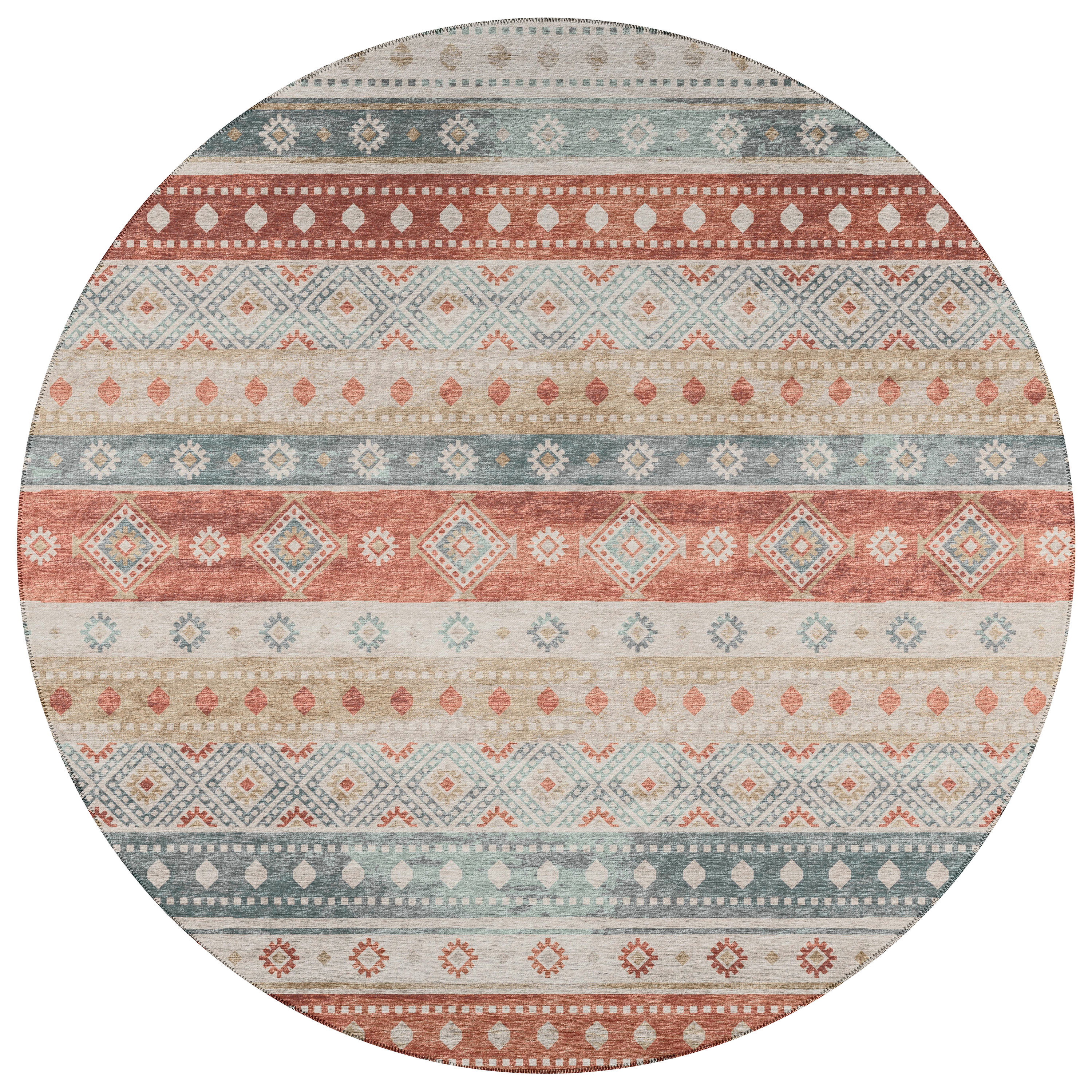 Addison Rugs AYU42DE8RO Yuma 8 x 8 (ft) Chenille Desert Round Indoor/Outdoor Geometric Southwestern Area rug