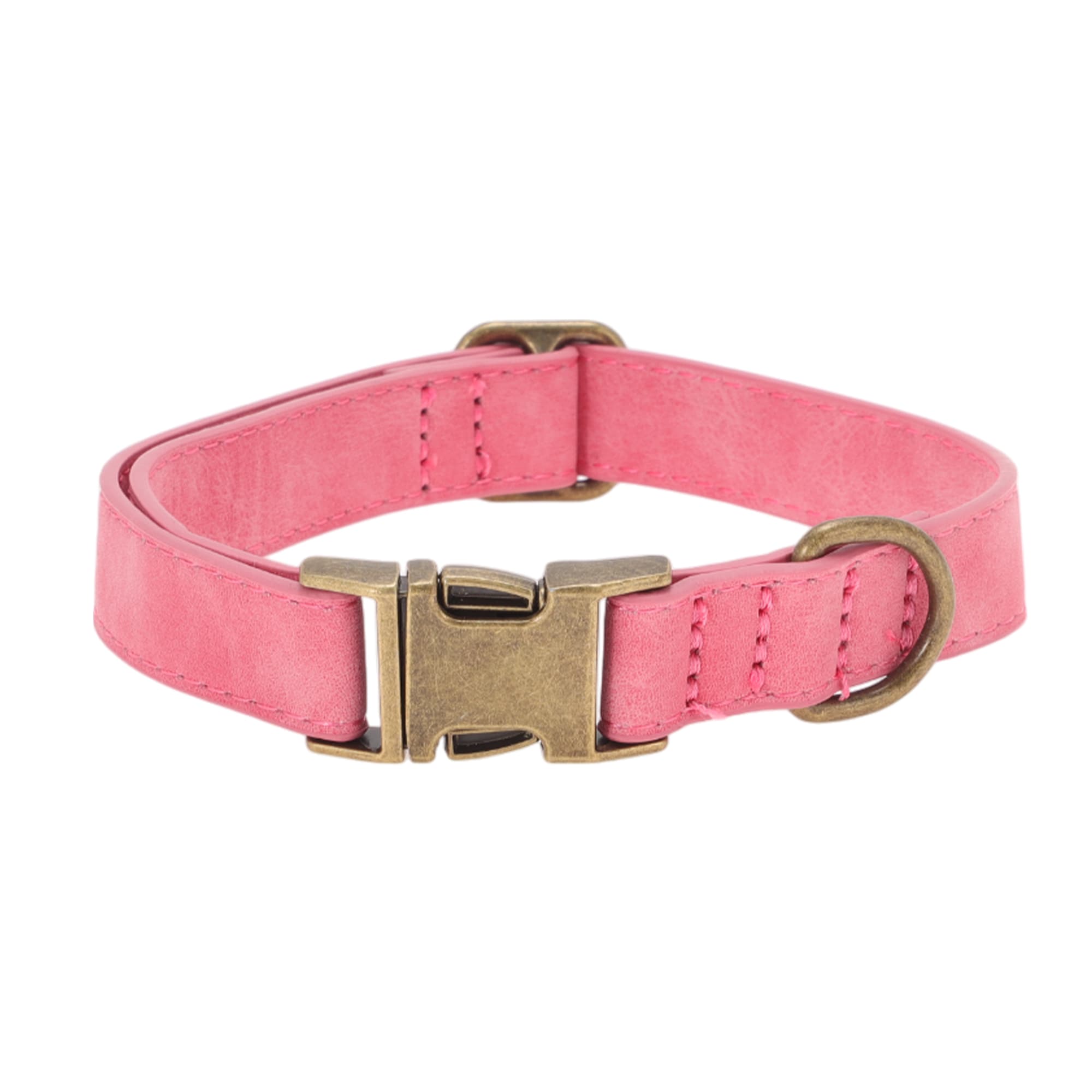 Unique Bargains Dog Collar Soft PU Durable Heavy Duty with Quick Release Metal Buckle Puppy Adjustable for Dogs Large Pink