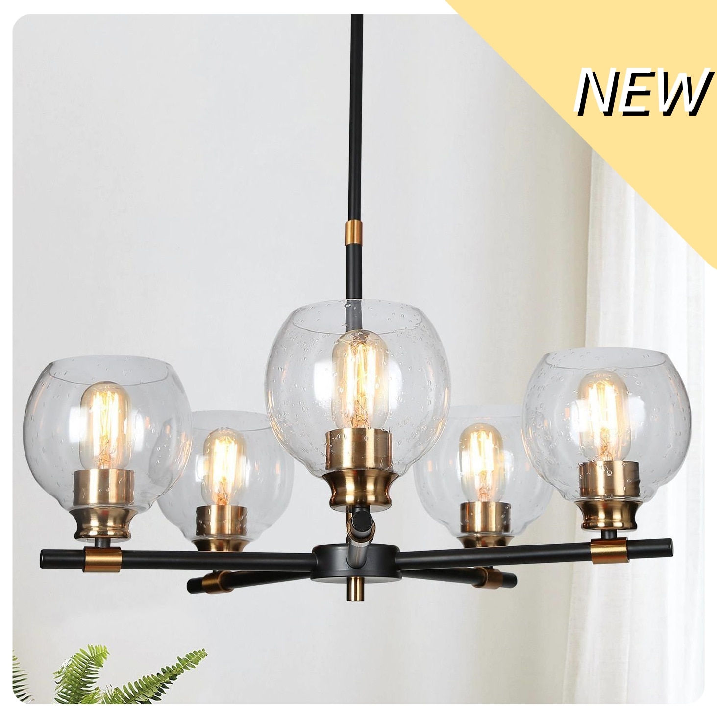 Uolfin JBN2EU-LWS24478-97 5 -Light Matte Black Modern/contemporary For Use in Bedrooms, Dining Rooms, Foyers, Kitchens, Living Rooms Chandelier