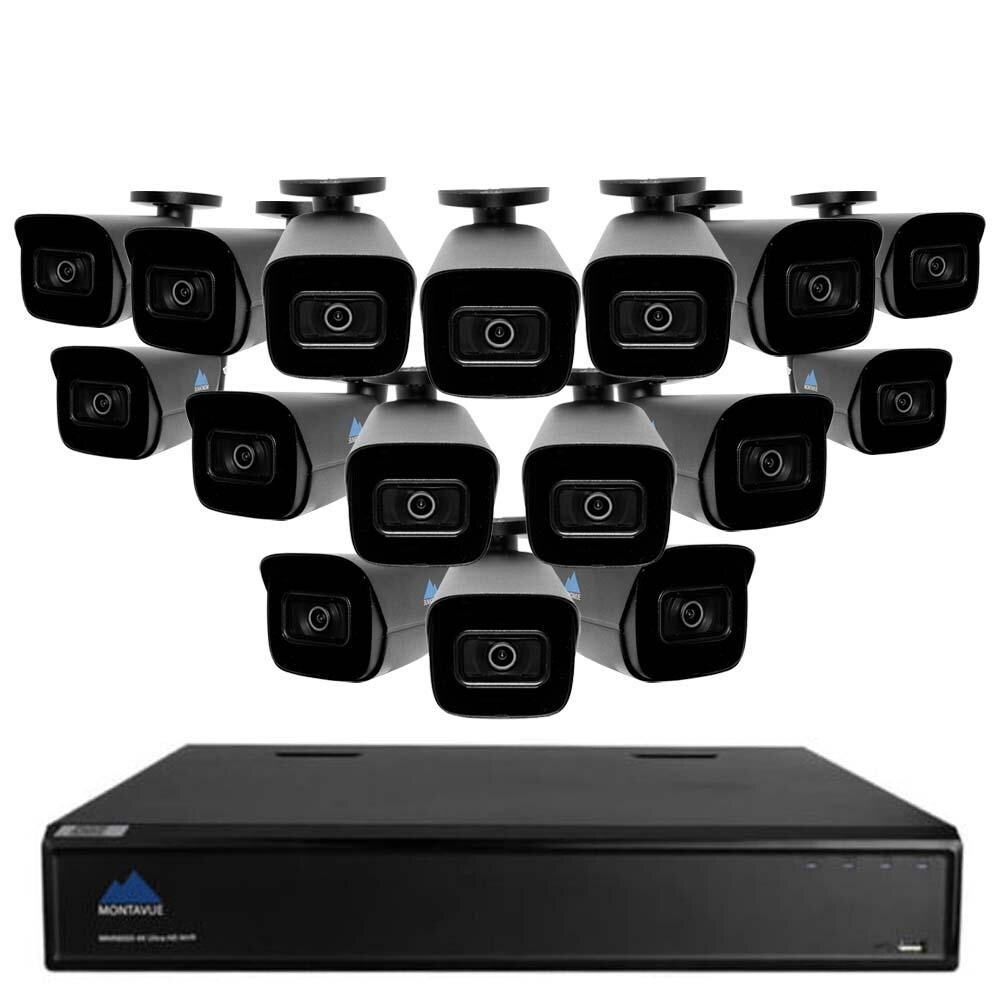 Montavue MTIP12163-164KBSMD-B 4k aismd Indoor/Outdoor 16-Camera Plug-in Bullet 3Tb Hard Drive Security Camera System