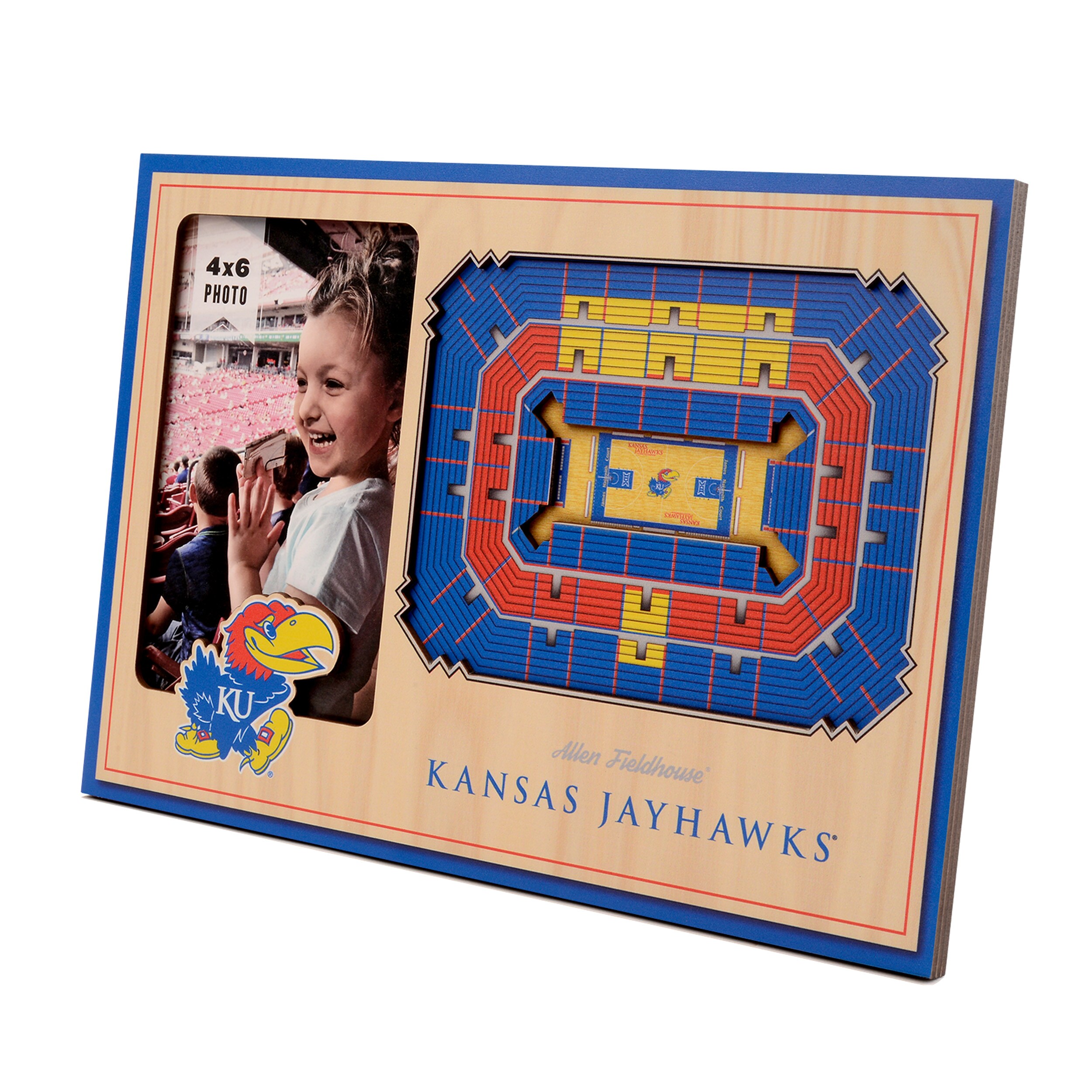 StadiumViews 9024309 Kansas Jayhawks Team Colors Wood Picture Frame (8-in x 12-in)