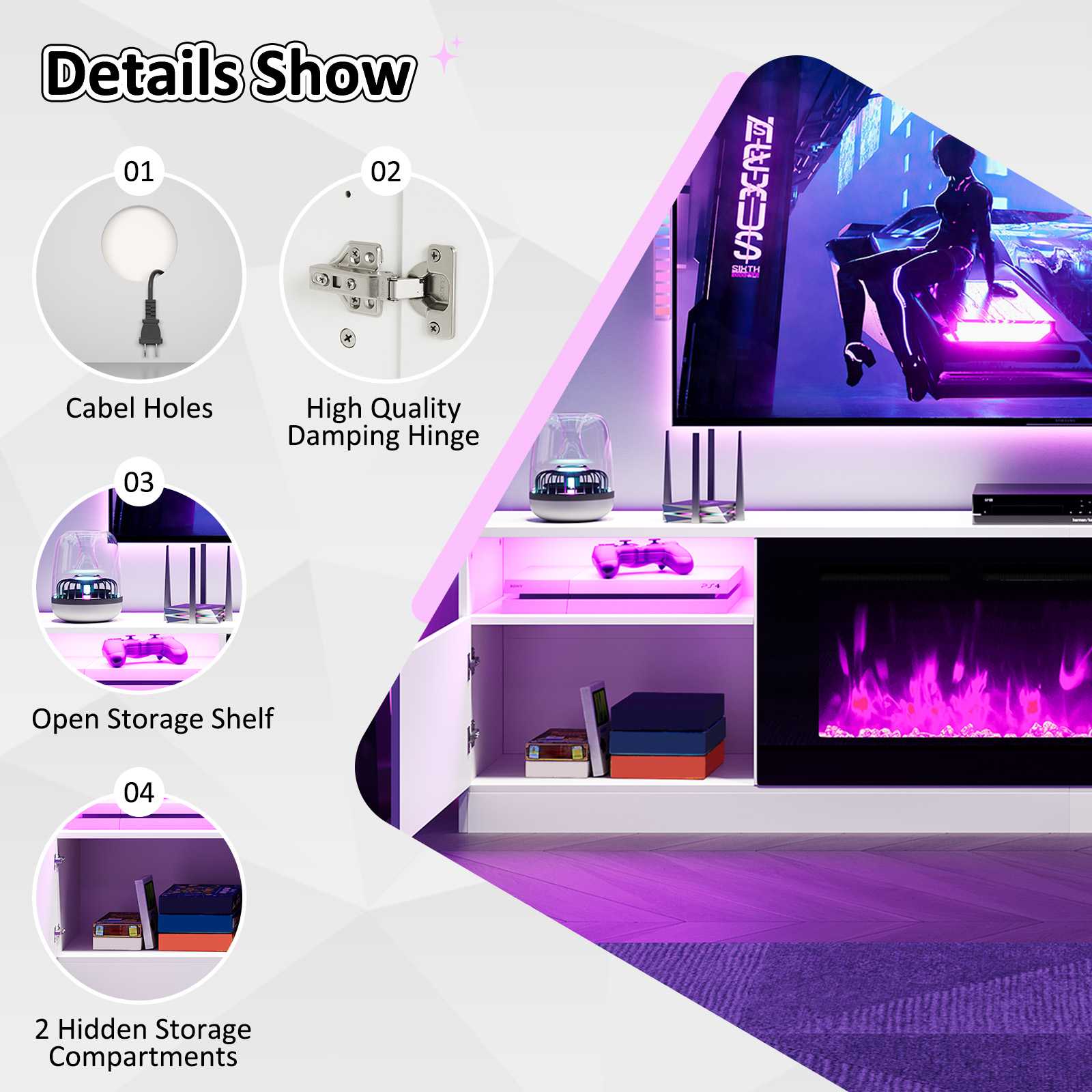 Bapipro TE23A28W Electric-Fireplaces - View #4
