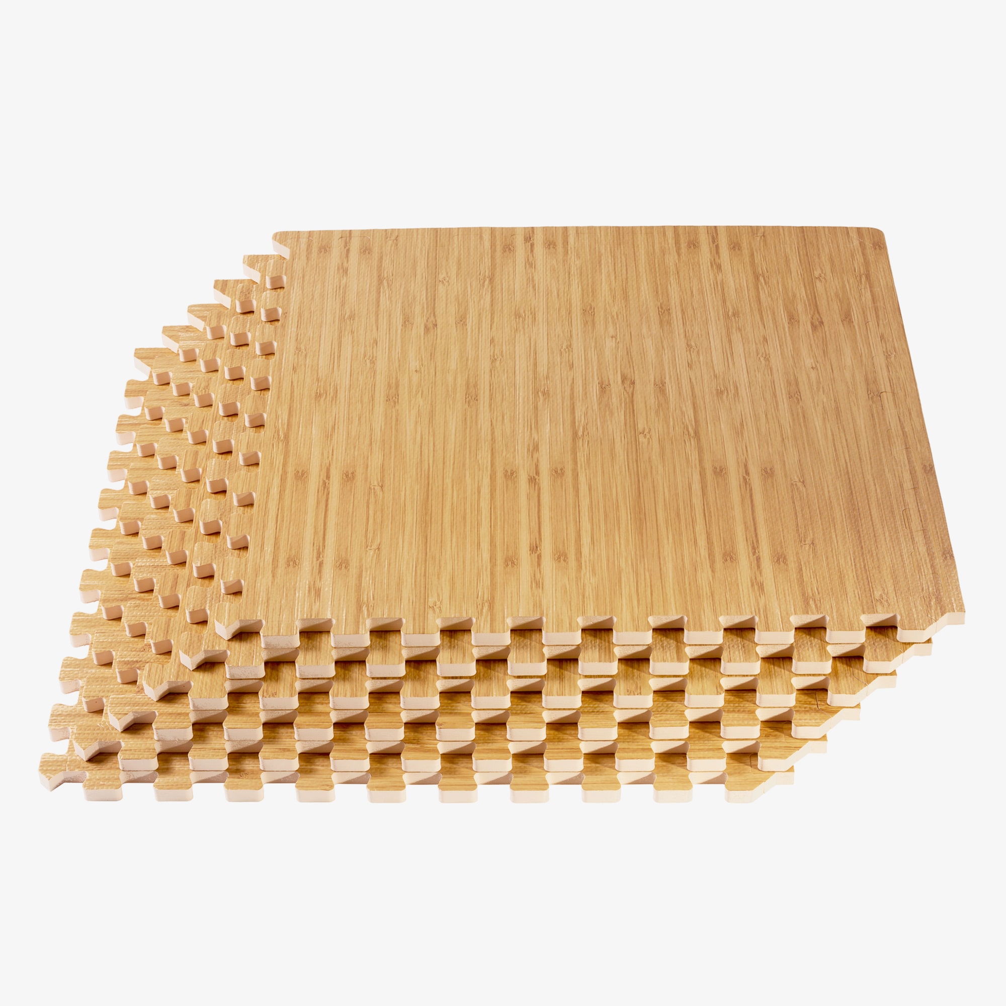 We Sell Mats FFB24LBAM4.1-15M Interlocking Light Bamboo Foam Square Indoor Anti-fatigue mat