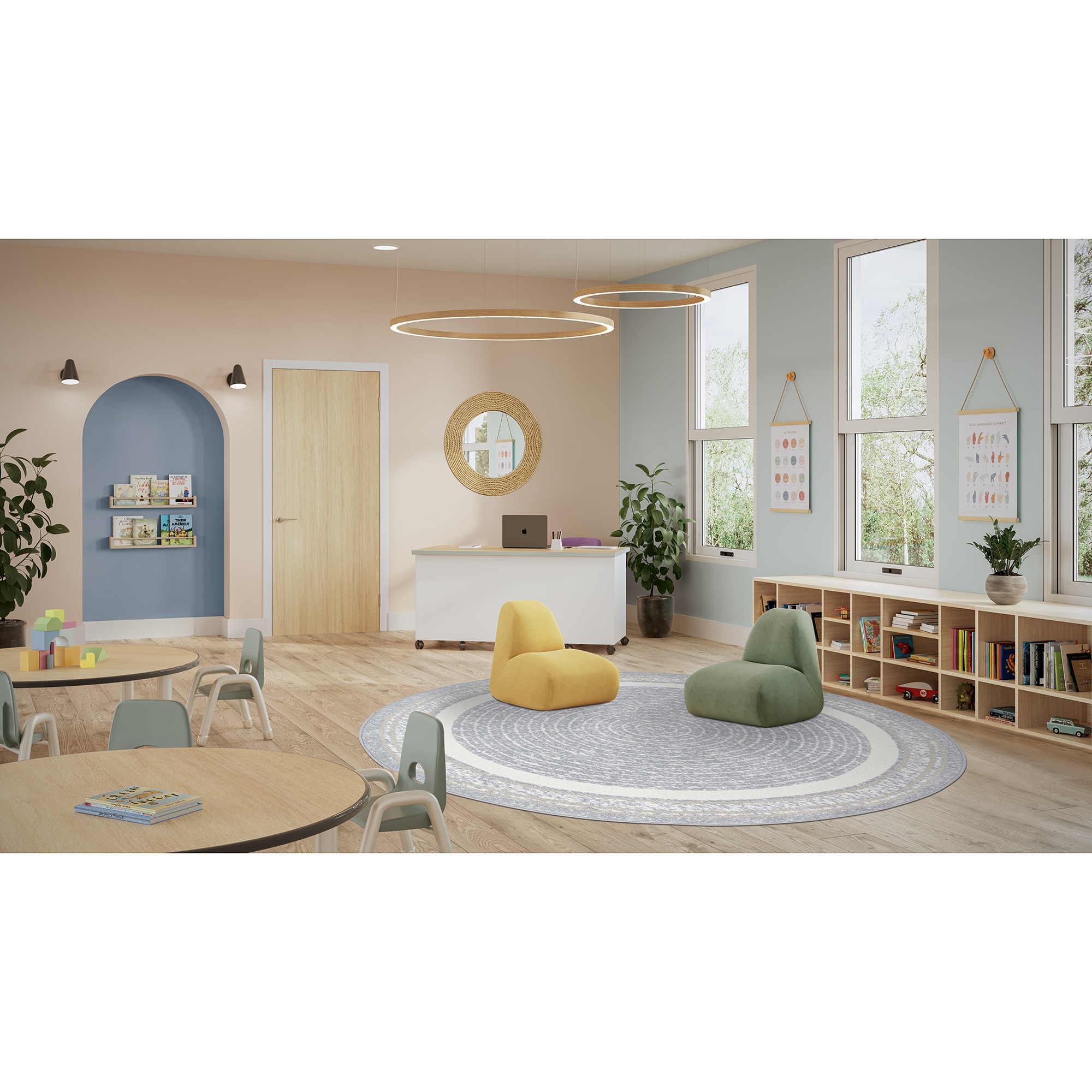 Joy Carpets 2185H-04 Cozy Corner 5 x 5 (ft) Tufted Nylon Mist Round Indoor Solid Area rug