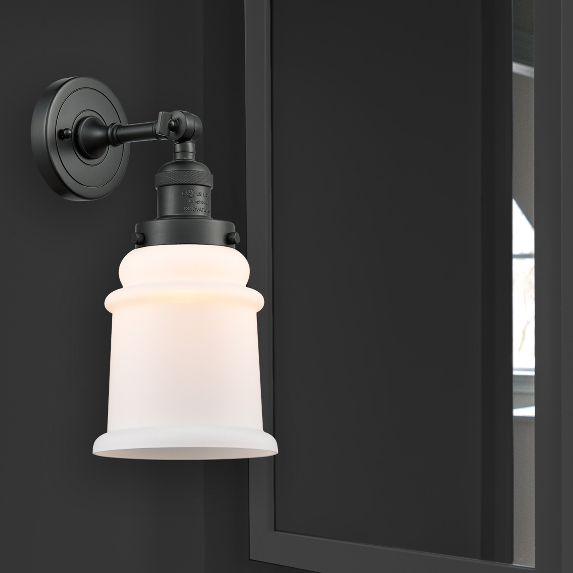 Innovations Lighting 203-BK-G181 Canton 6.5-in W 1 -Light Matte Black Industrial Wall Sconce