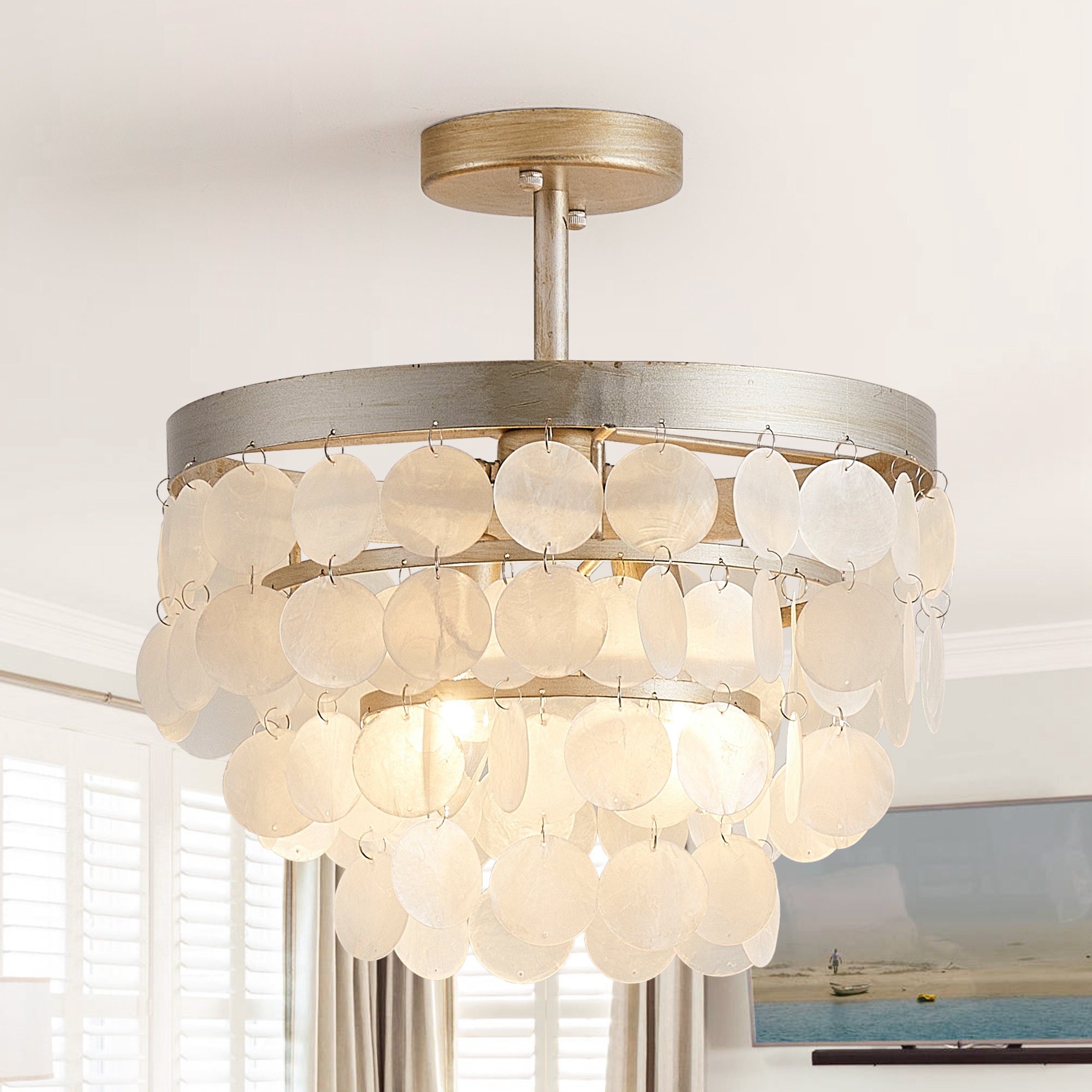 Parrot Uncle BBW9514-2110V 2 -Light 13.8-in Antique Stainless steel Semi Flush Mount Light