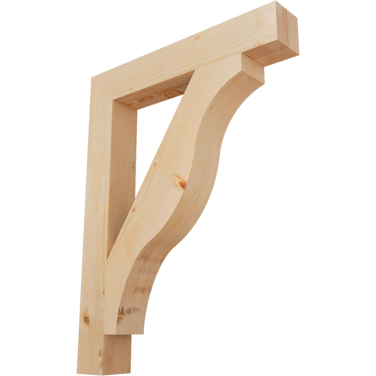 Ekena Millwork BKT04X26X34FST05SDF Funston Block Smooth 3-1/2-in x 26-in x 34-in Douglas fir Brown Wood Standard bracket